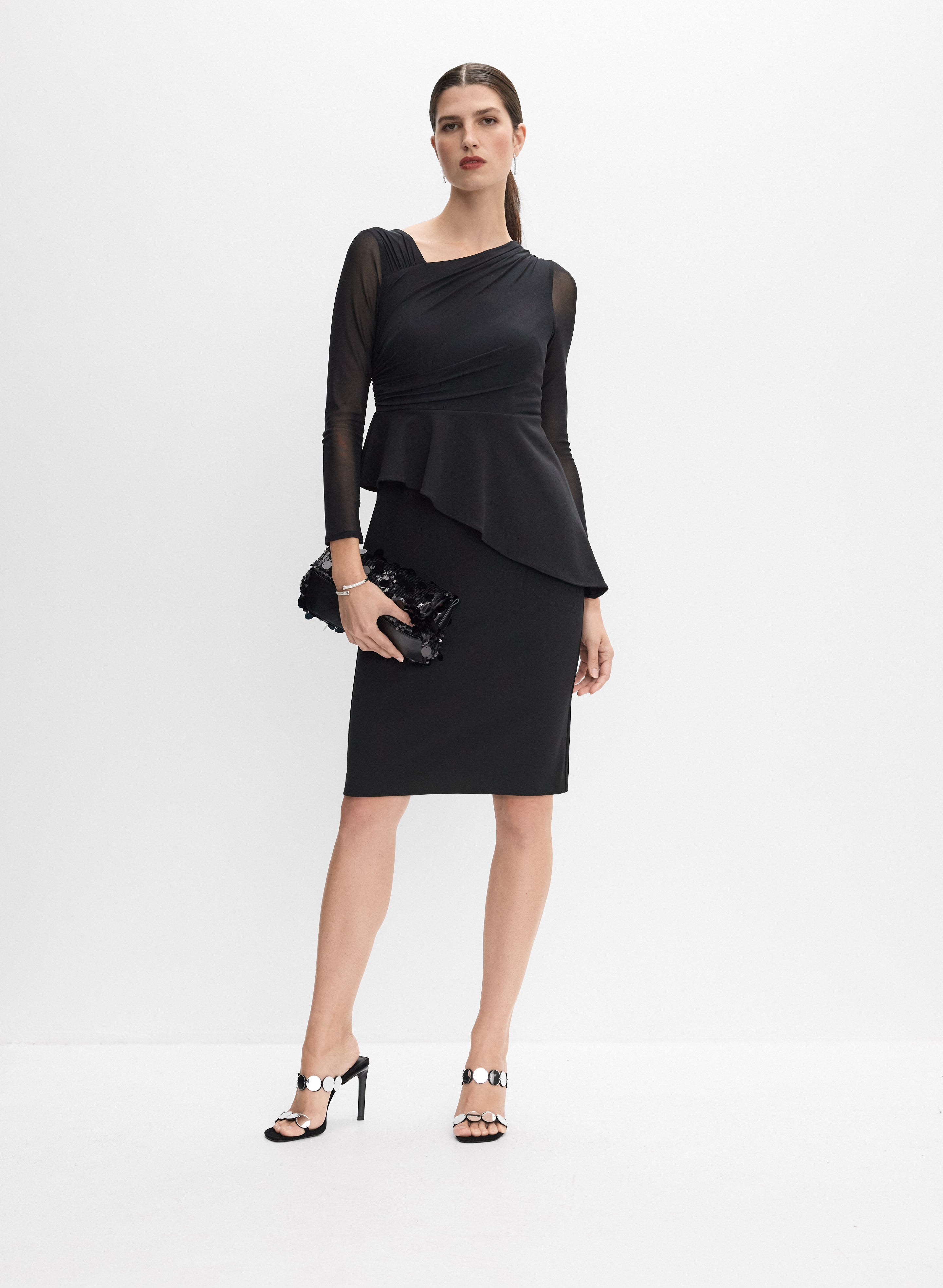 Adrianna Papell - Asymmetric Peplum Detail Dress