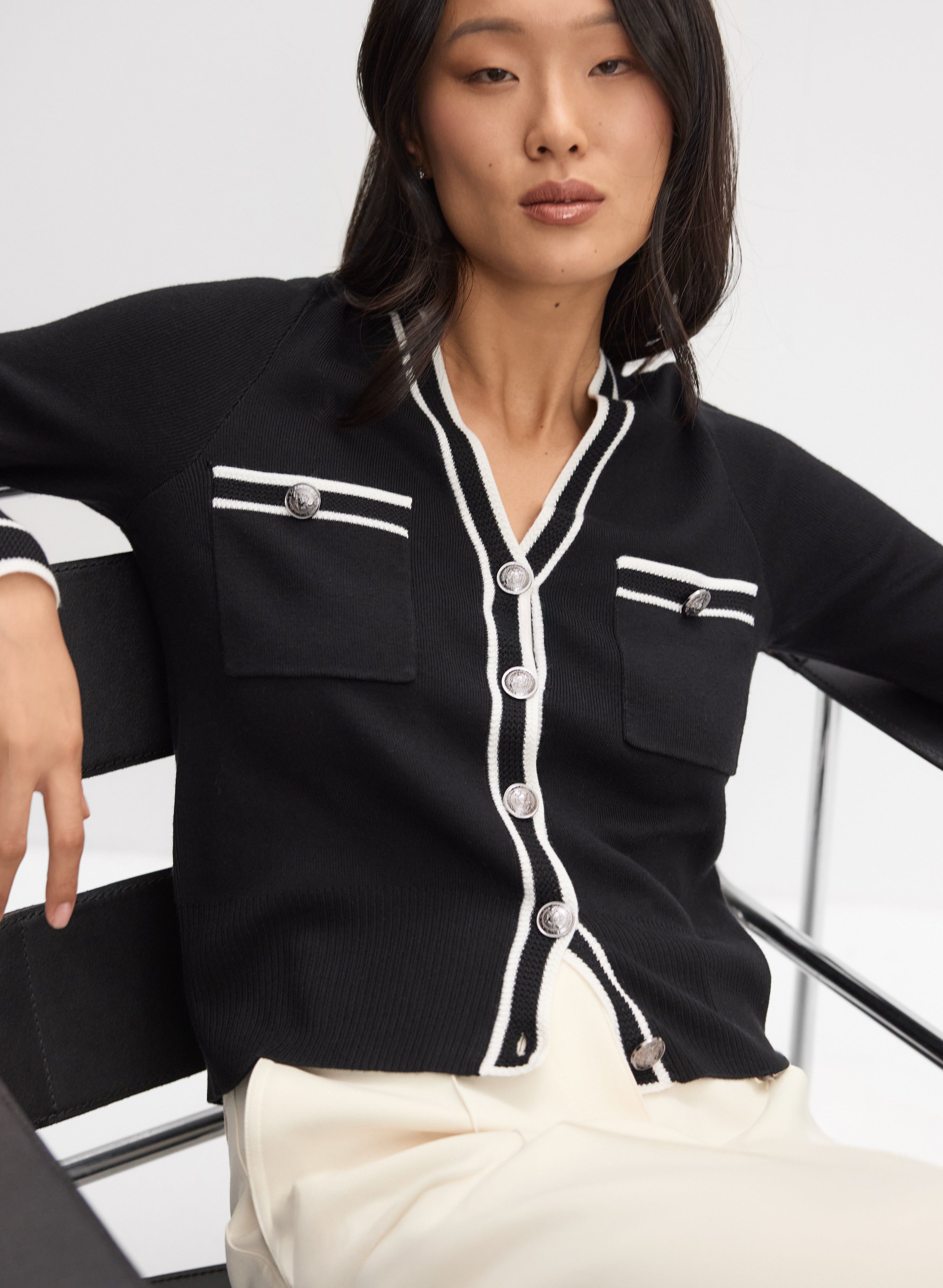 Contrast Trim Cardigan