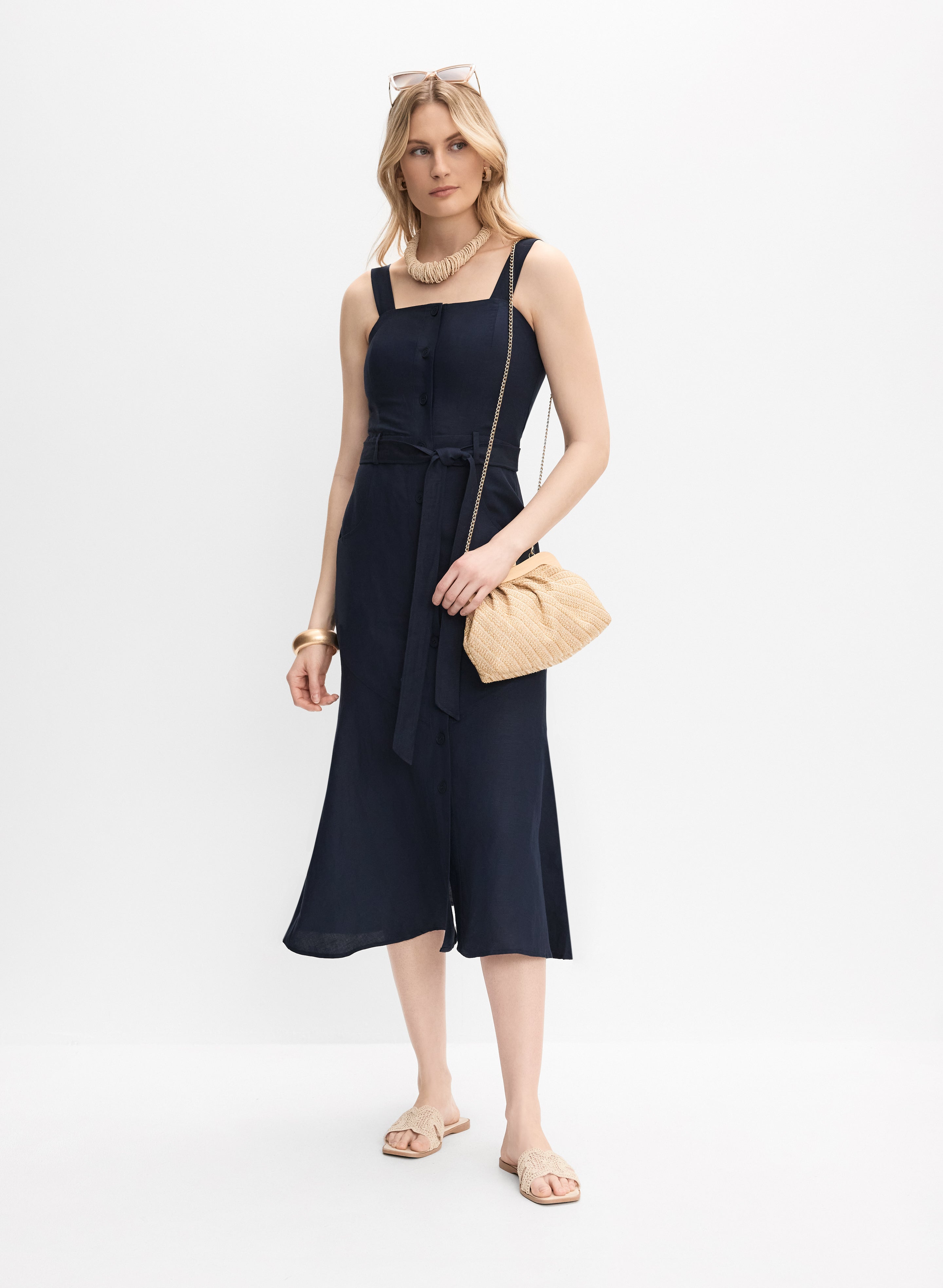 Linen-Blend Button-Down Dress Linen-Blend Button-Down Dress