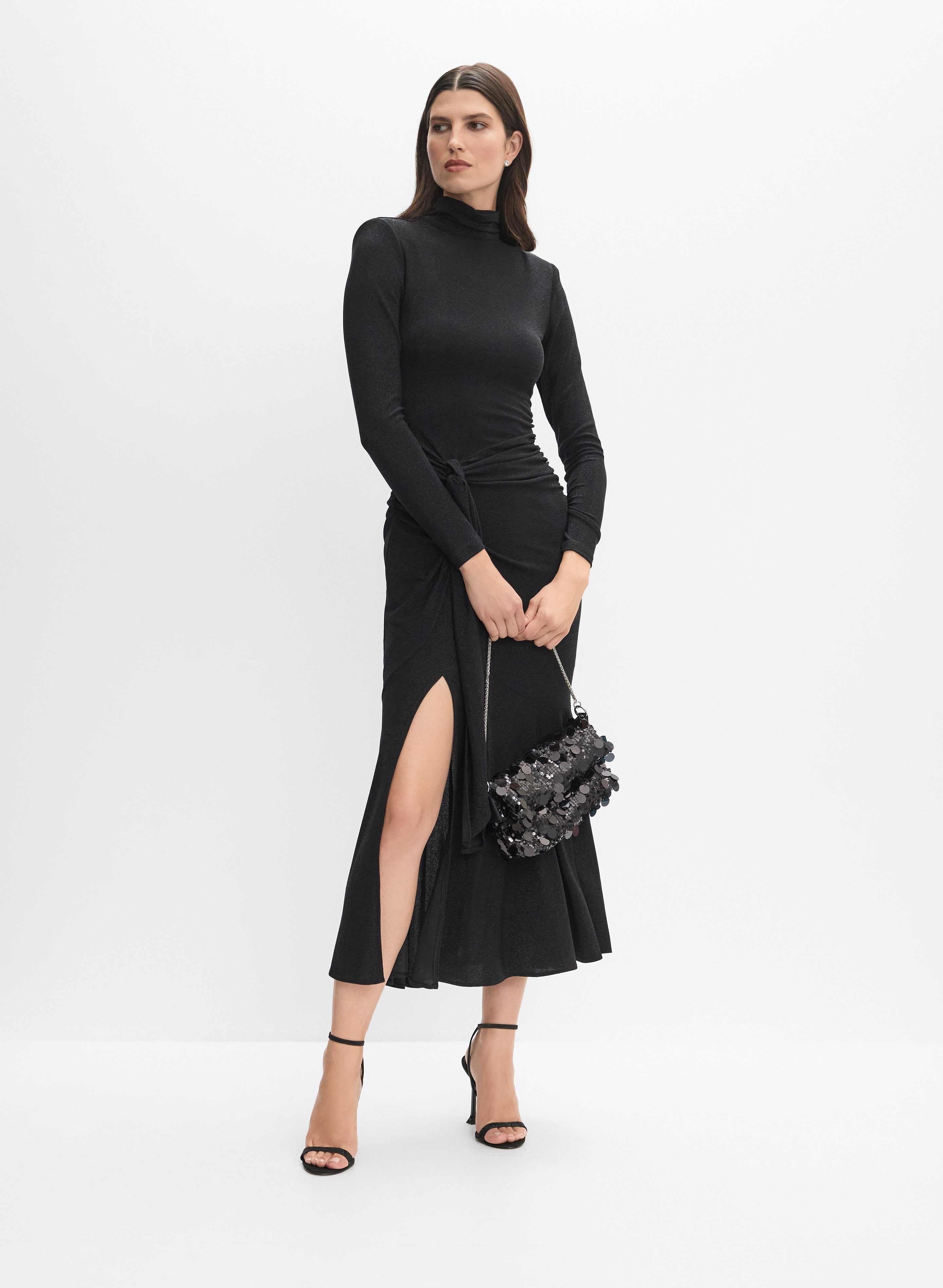 slim fit dress slacks Black Mock Neck Sleeveless Rib Knit Mini Dress – Rebel by Lily B main image 1