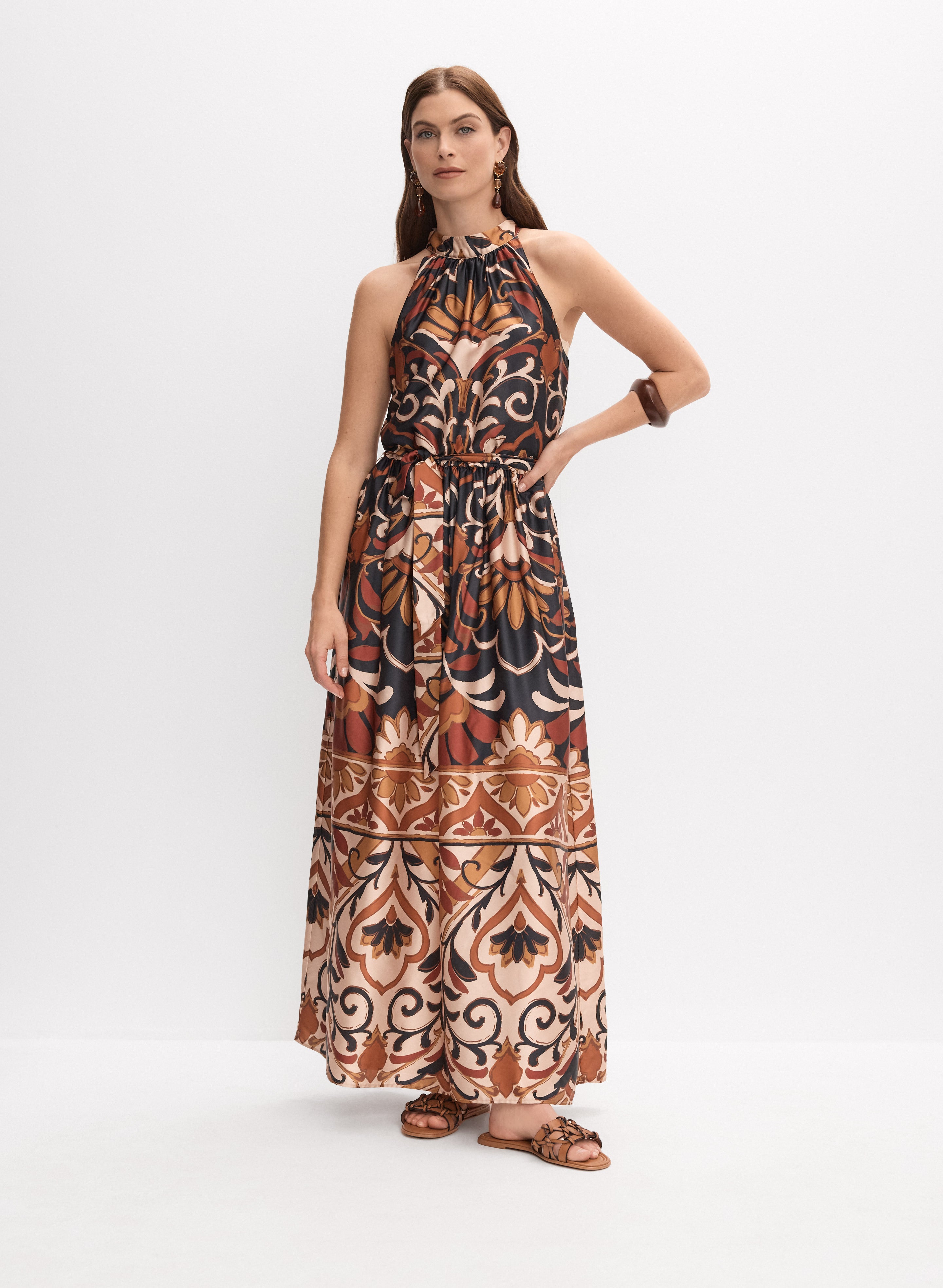 ginger maxi dress Printed Satin Maxi Dress