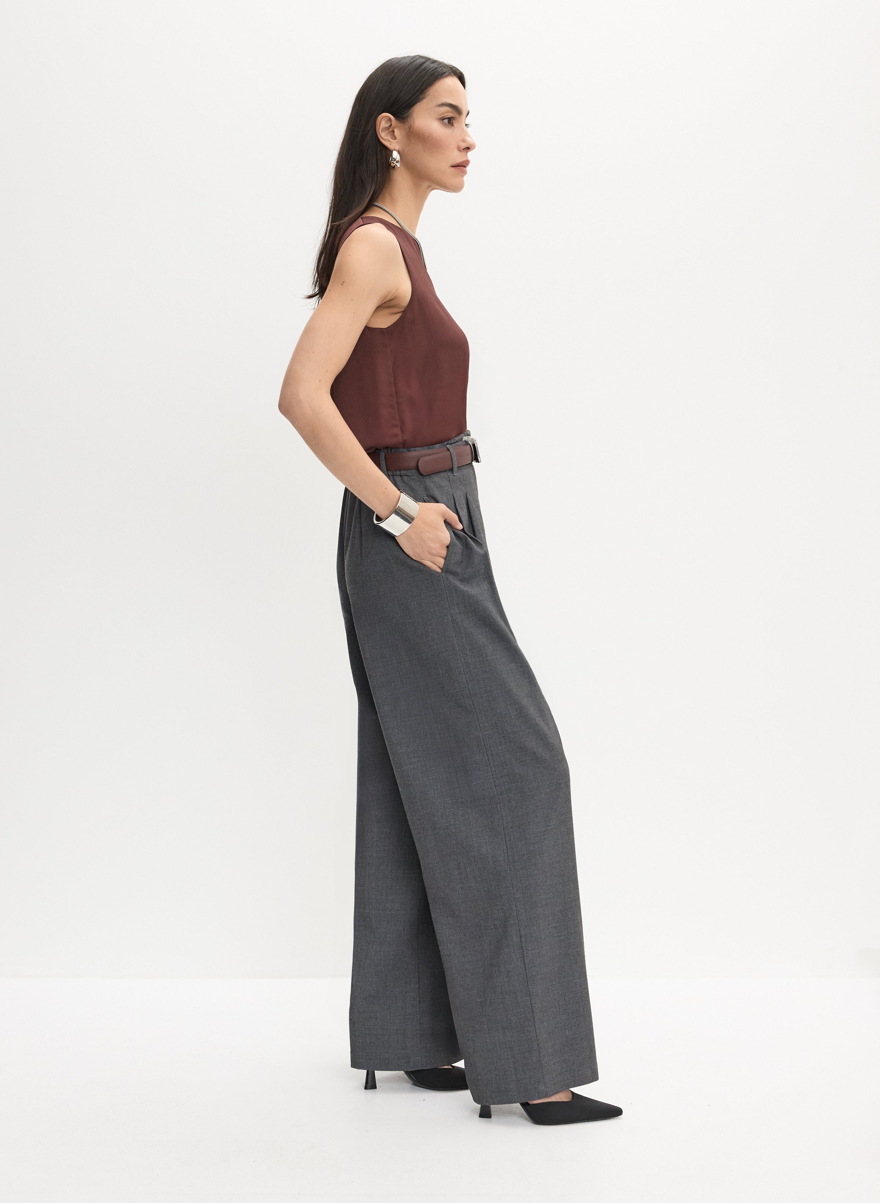 【Anyone more】Star Detail Wide Pants WIDE LEG PANTS WITH DARTS - Indigo | ZARA Canada