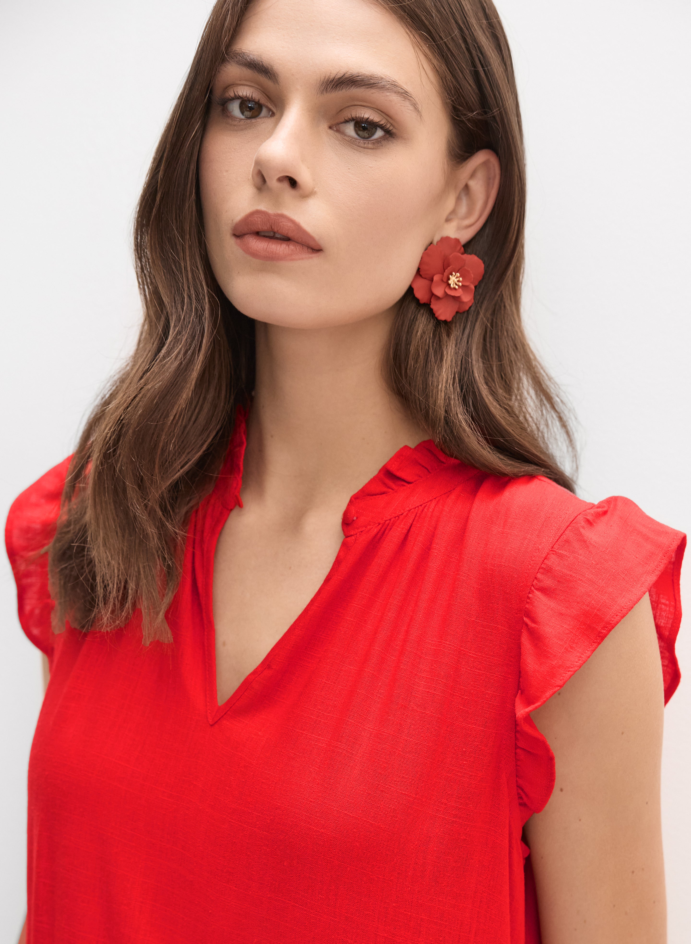 Tiered Linen-Blend Dress