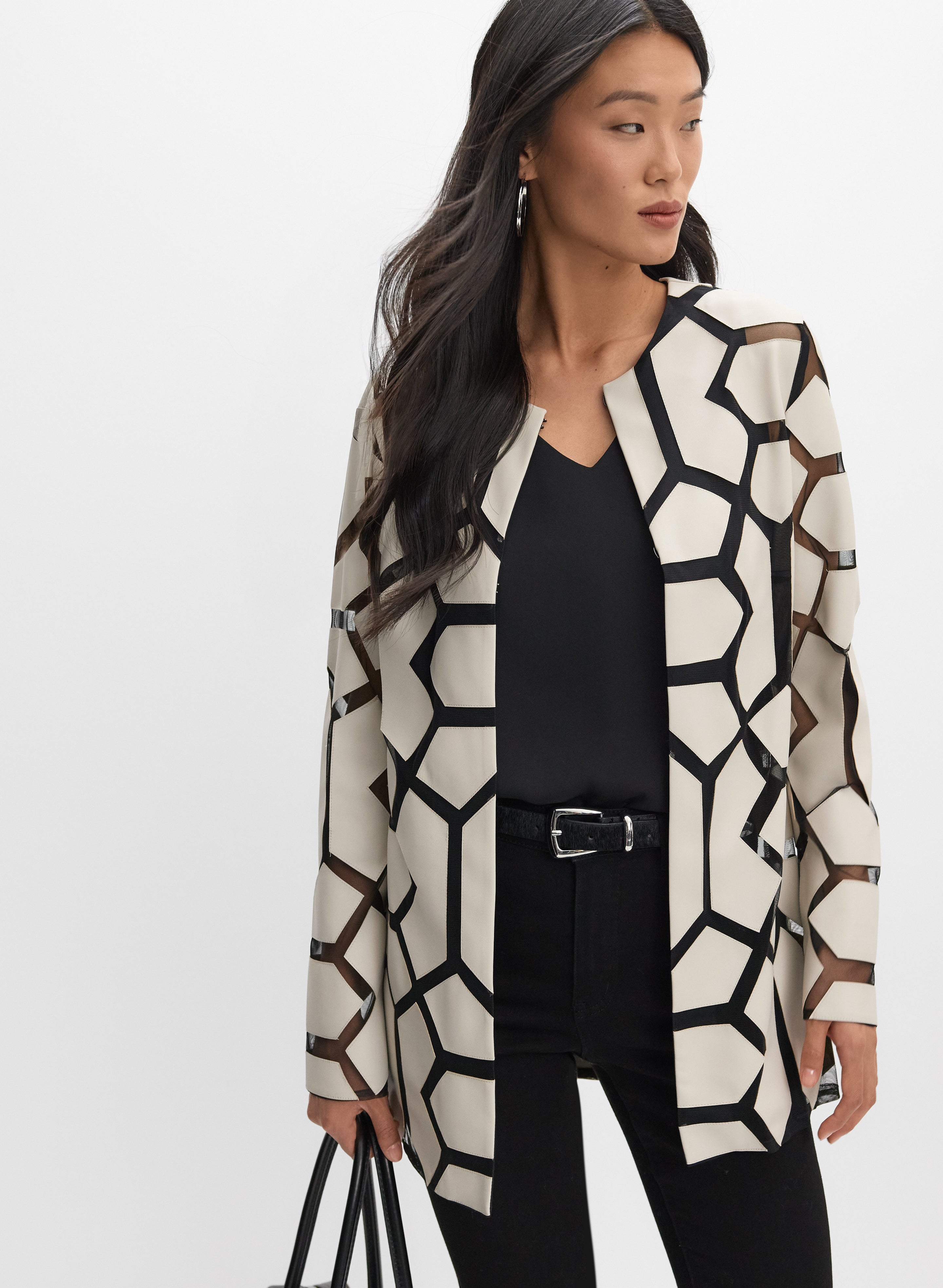 Joseph Ribkoff - Geometric Mesh Jacket
