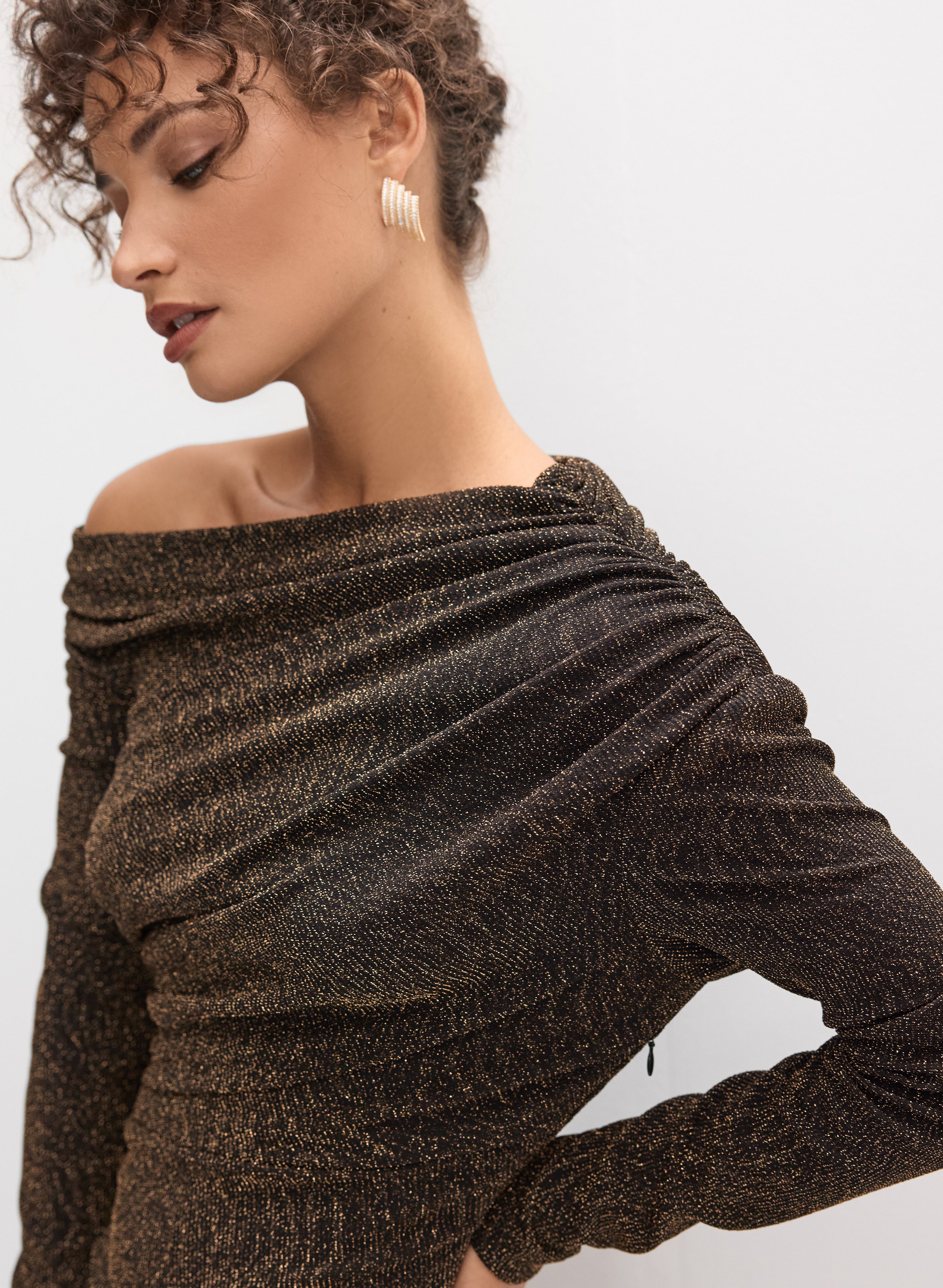 Metallic Knit Asymmetric Dress Metallic Knit Asymmetric Dress