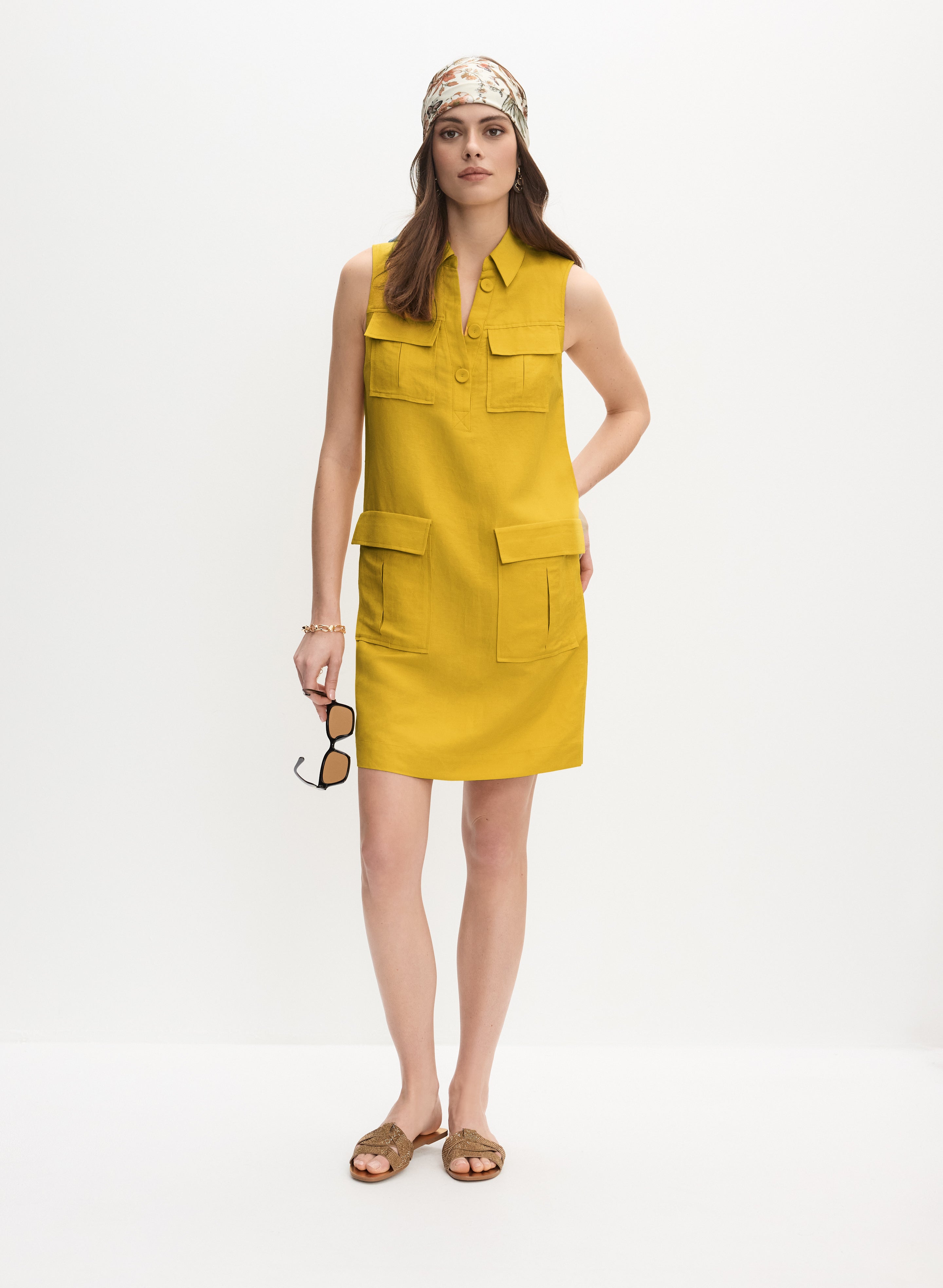 linen pocket dress Women's Dresses Solid Color Linen Cardigan with Strappy Linen Pocket Dress Two Piece Set Dress Pink XL