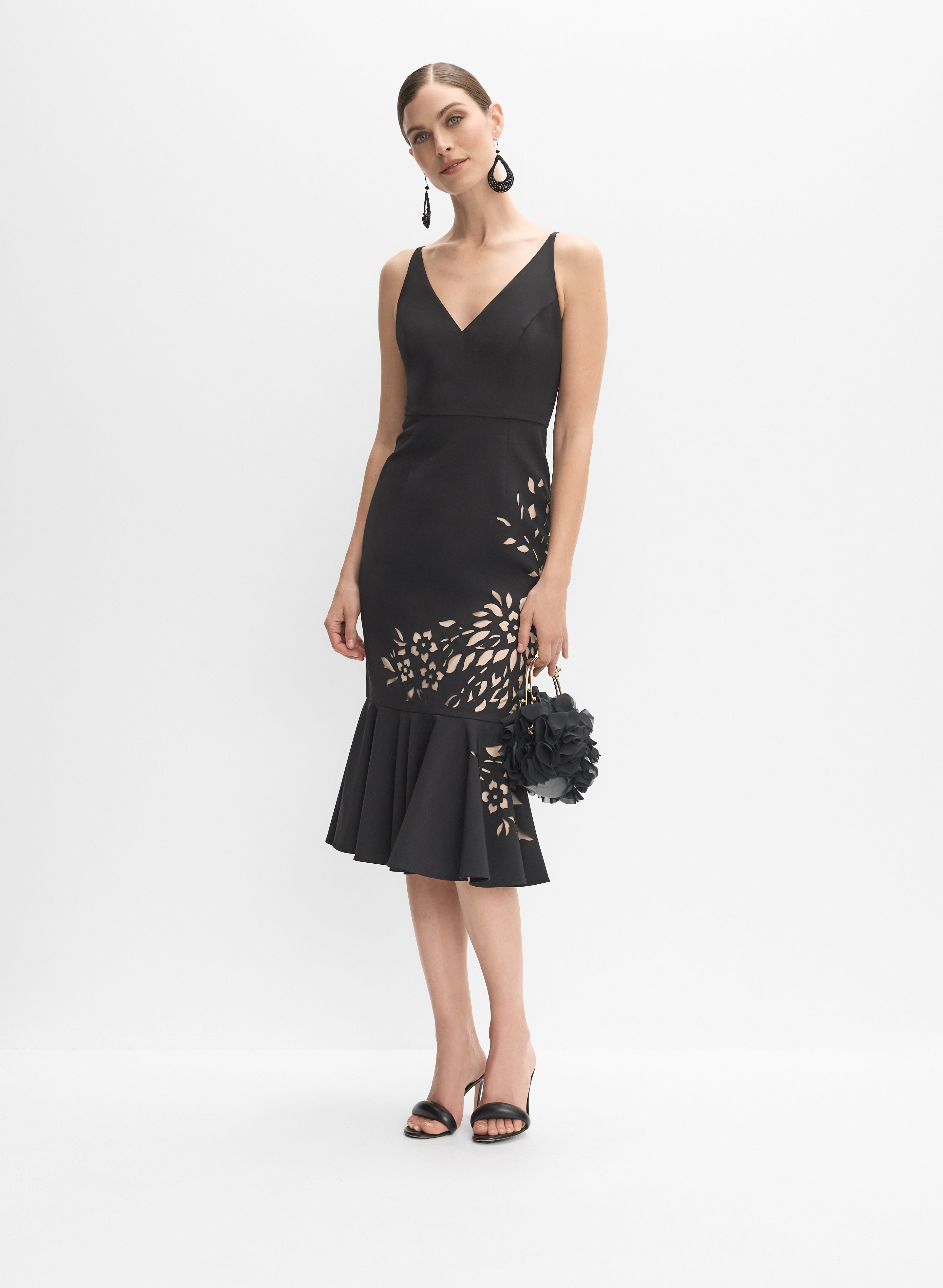 white christmas dresses Buy Online FOCUS by Shani - Sleeveless Laser Cut Dress in Black/Pink for  Women