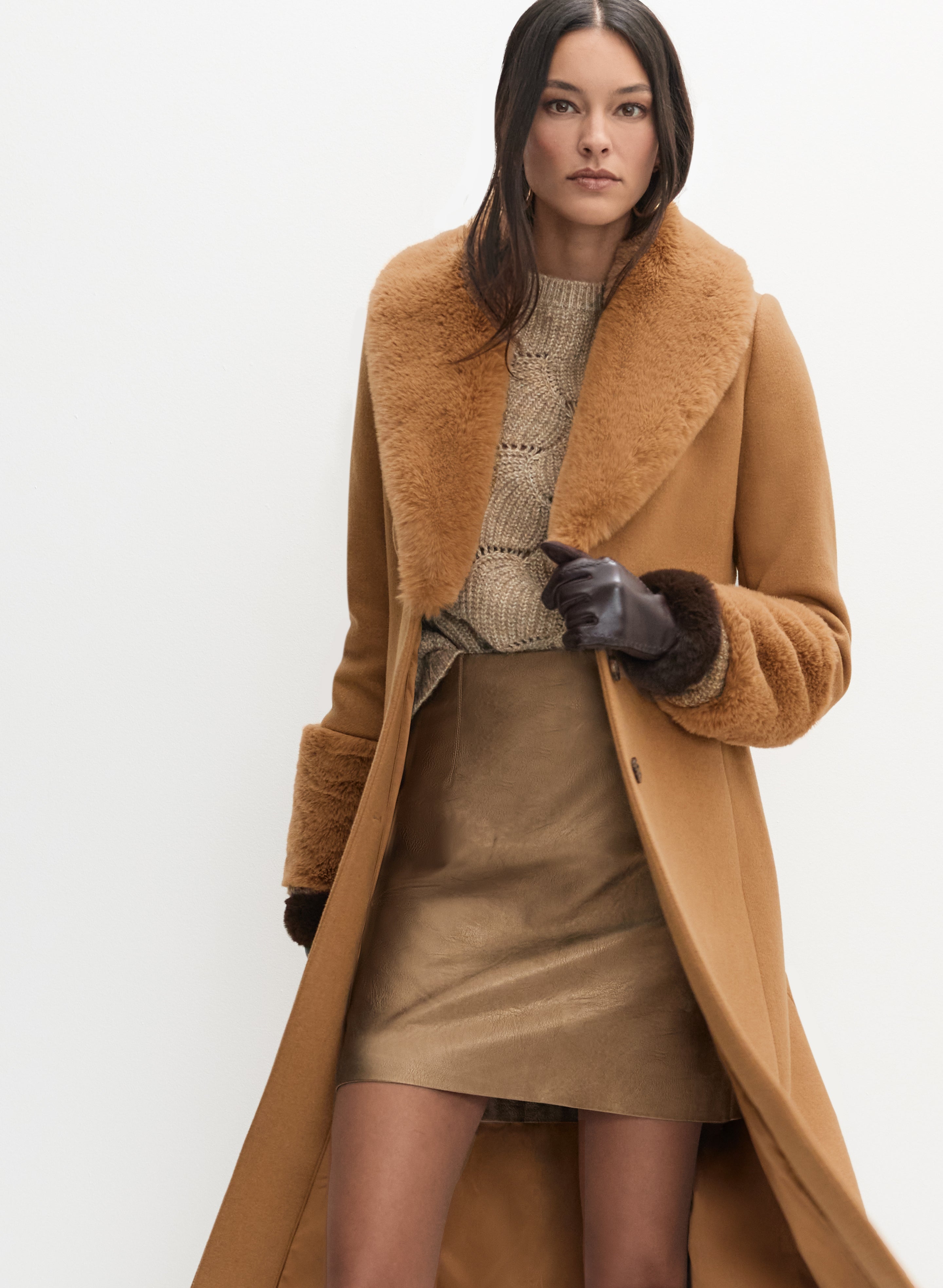 Faux fur hot trench coats