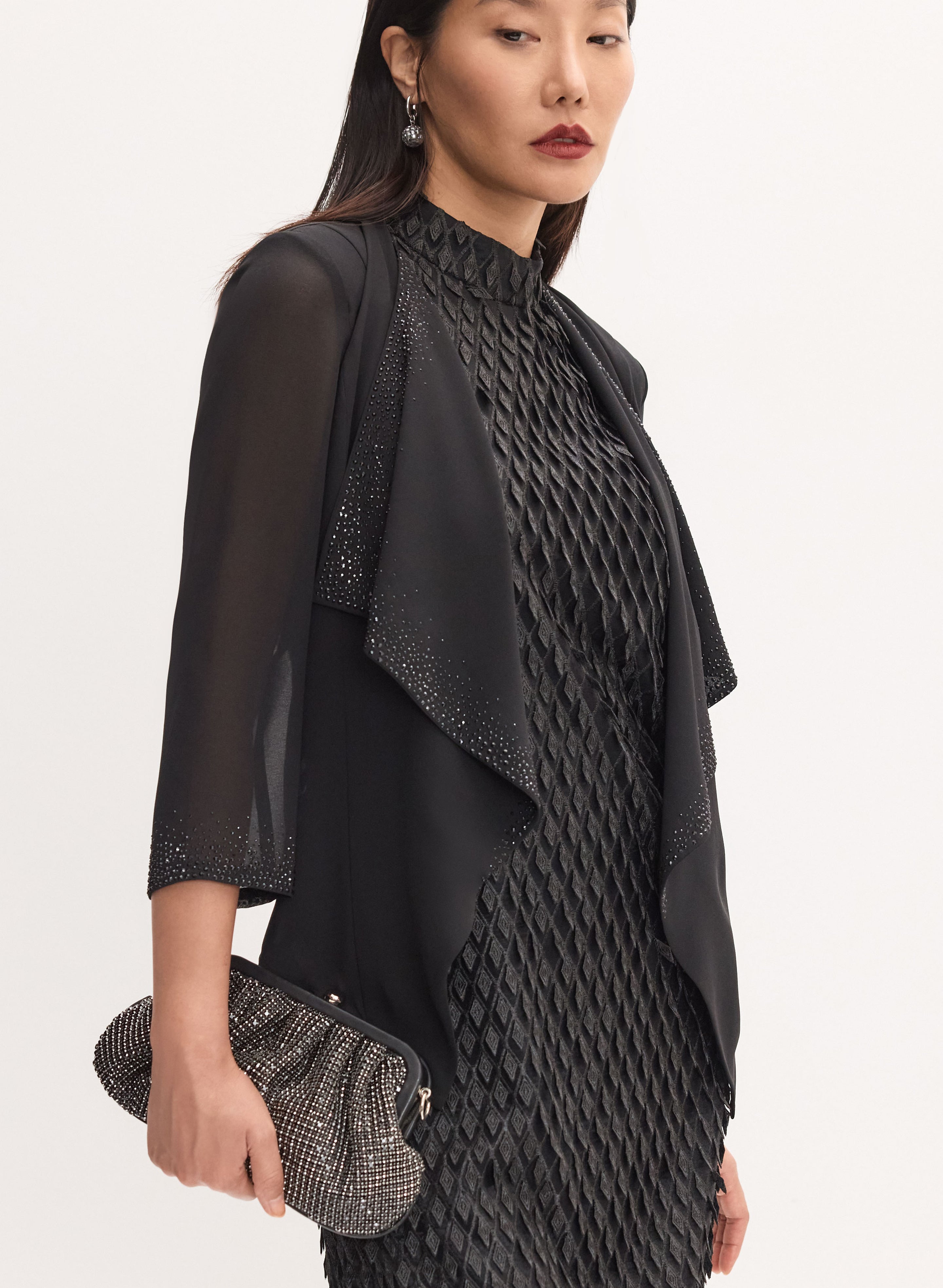 classy black prom dresses Silky Knit Black Peplum Bolero — Fabulous Female Boutique main image 1