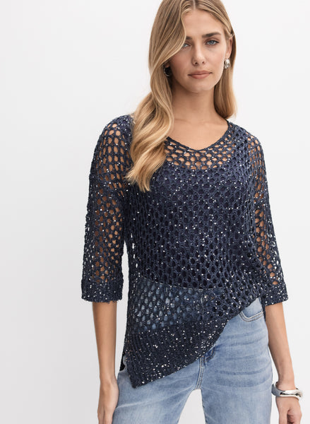 Joseph Ribkoff - Sequined Open-Knit Sweater
