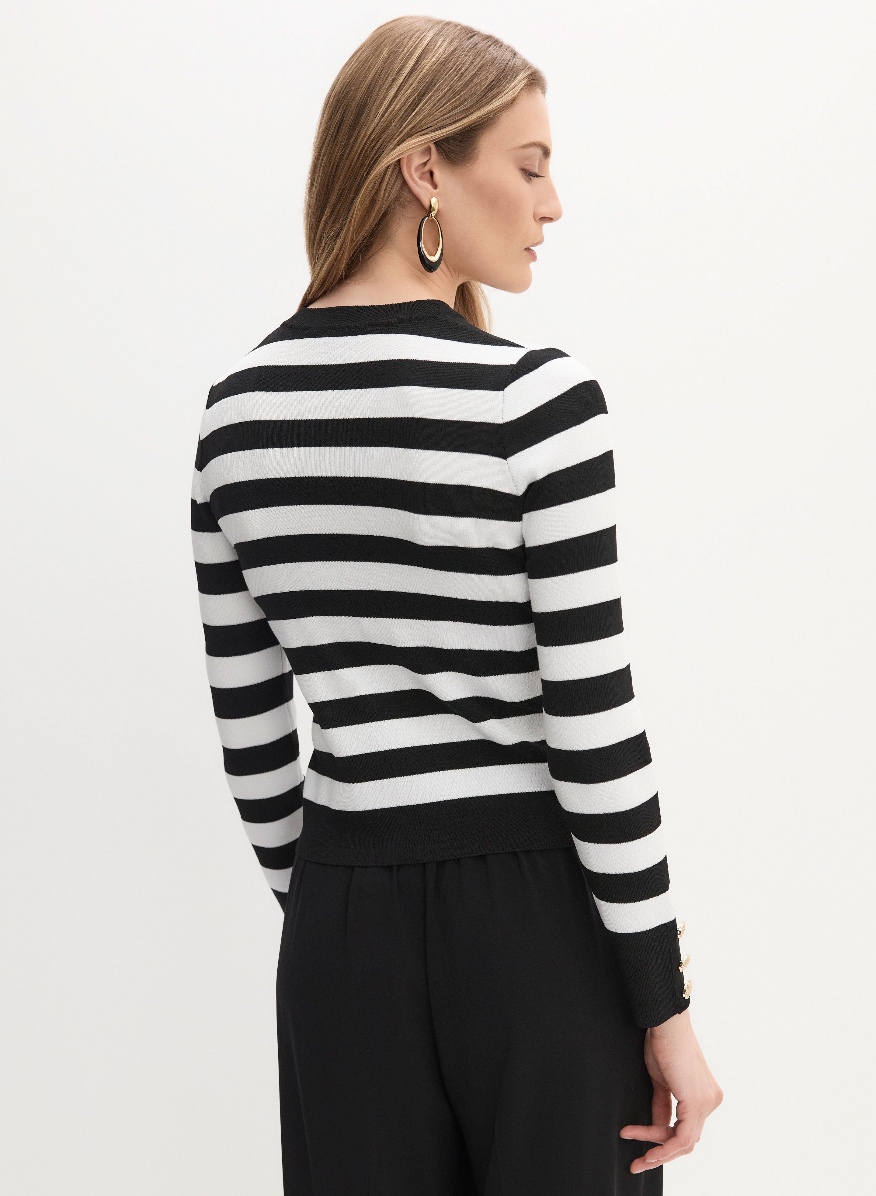 Striped Sweater with Button Detail