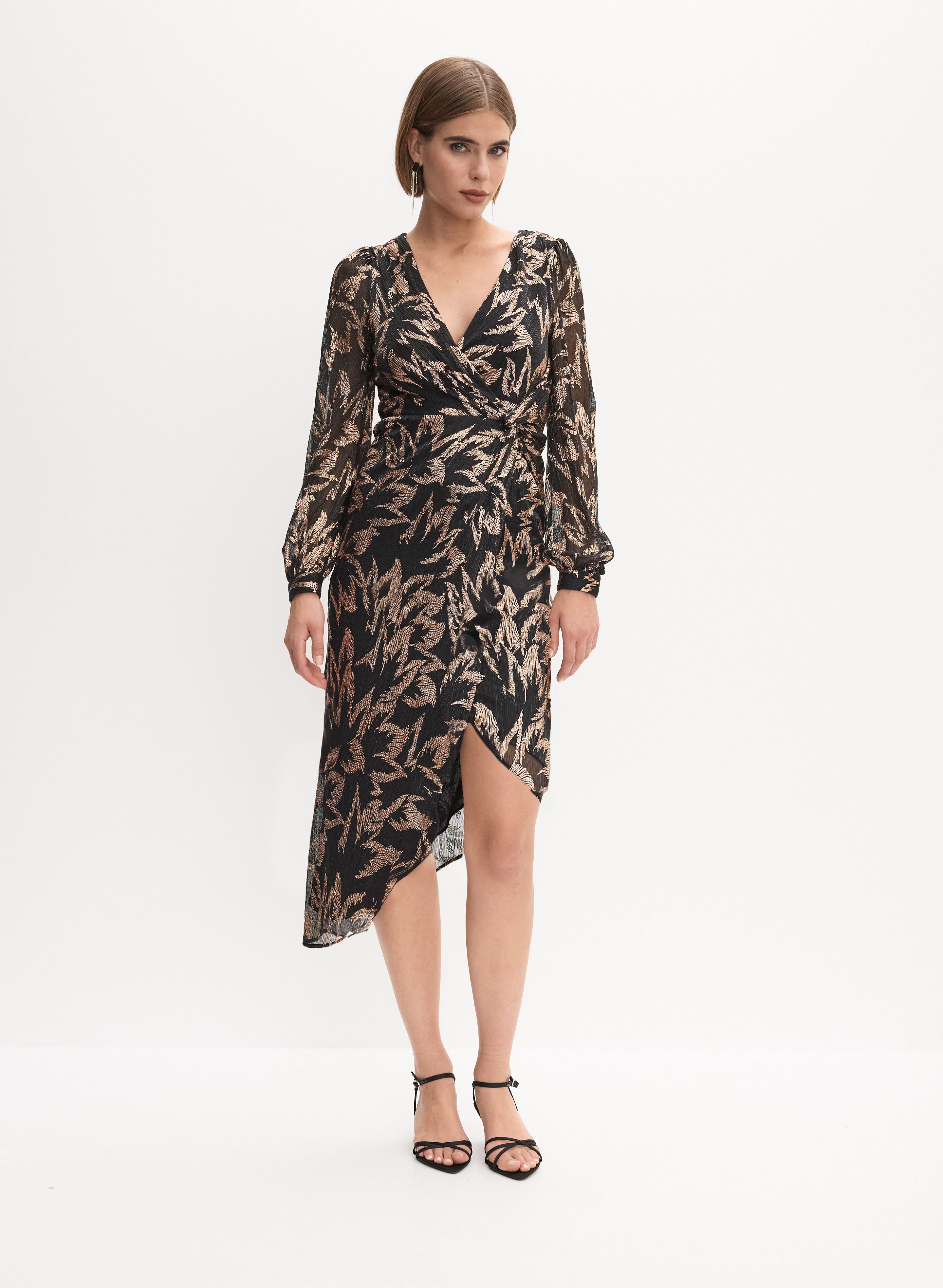 Adrianna Papell Floral Print Faux Wrap Dress