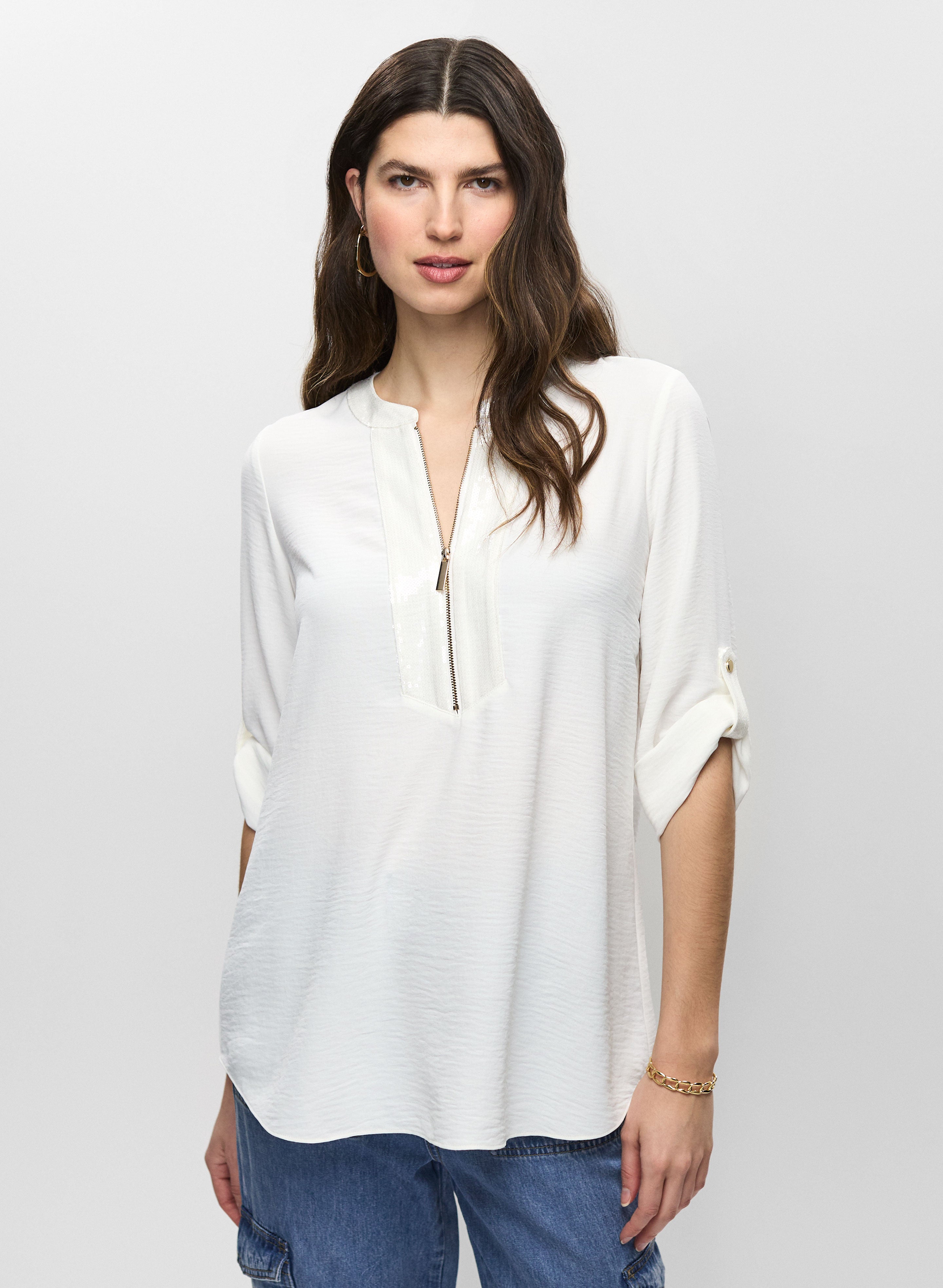 Crinkle Effect V-Neck Tunic