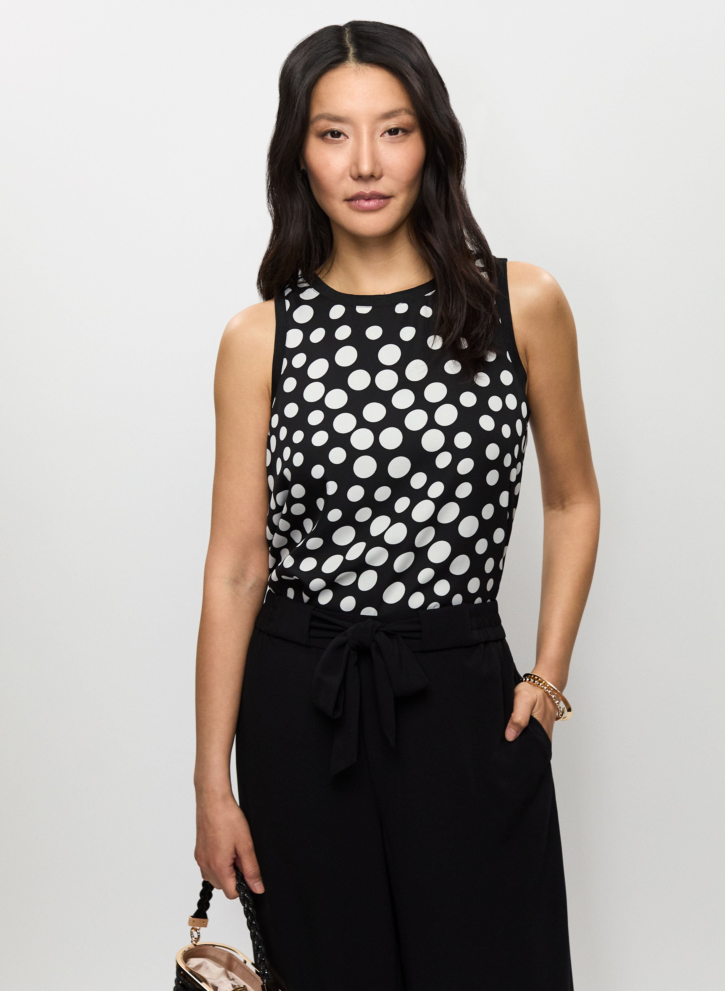 polka dots sleeveless tops