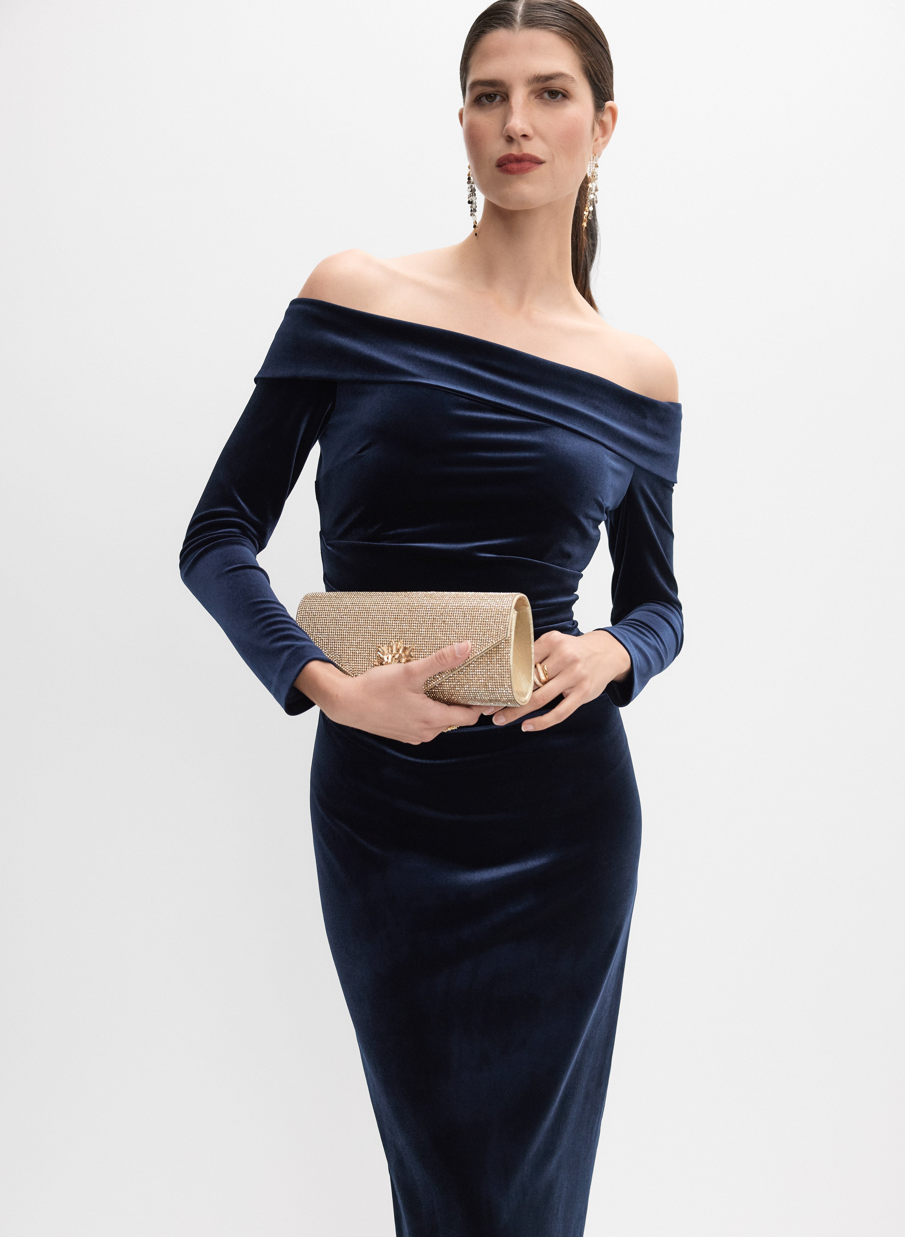 velvet midi dress blue Velvet Midi Dress
