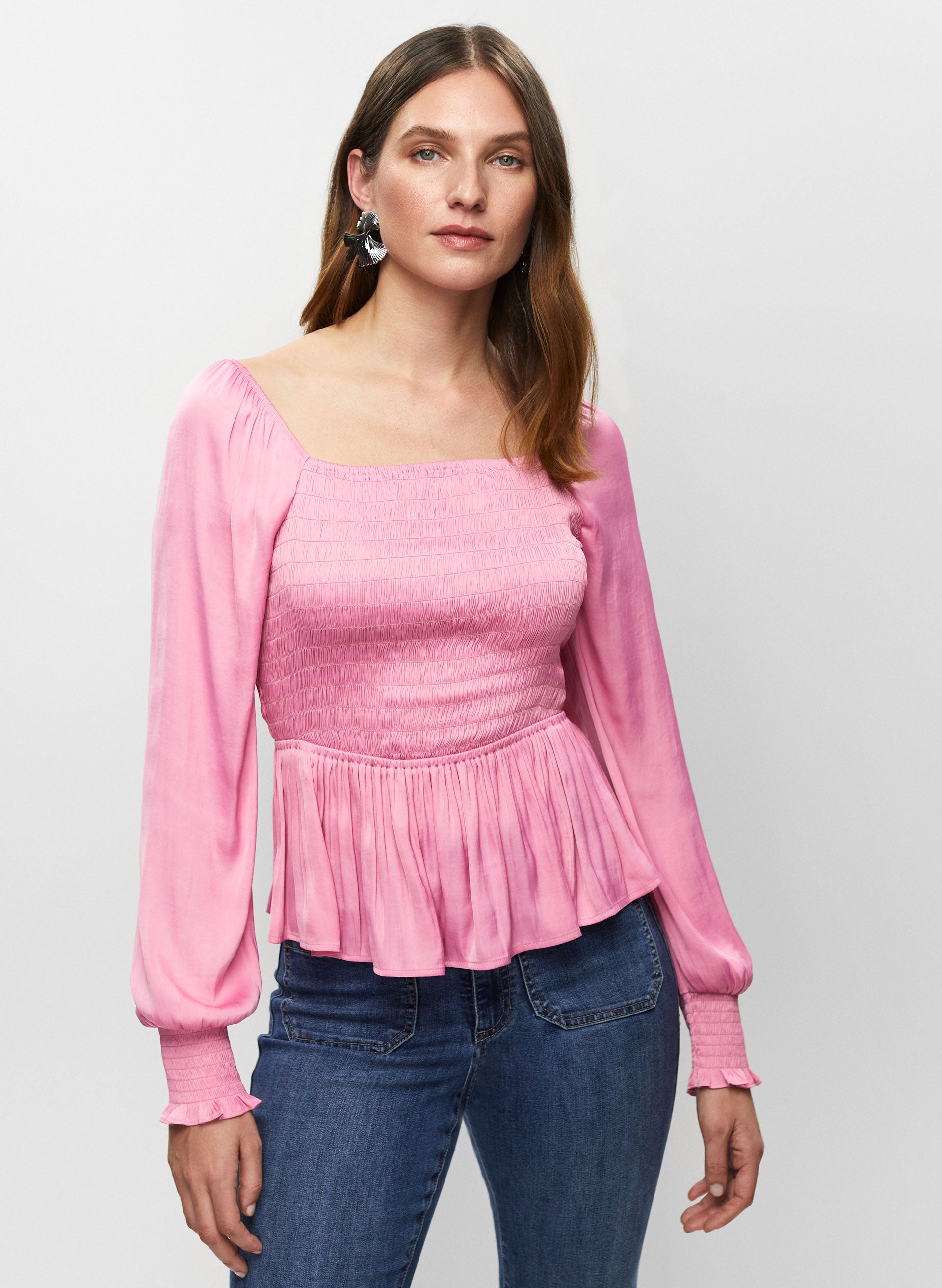 Light pink peplum top on sale