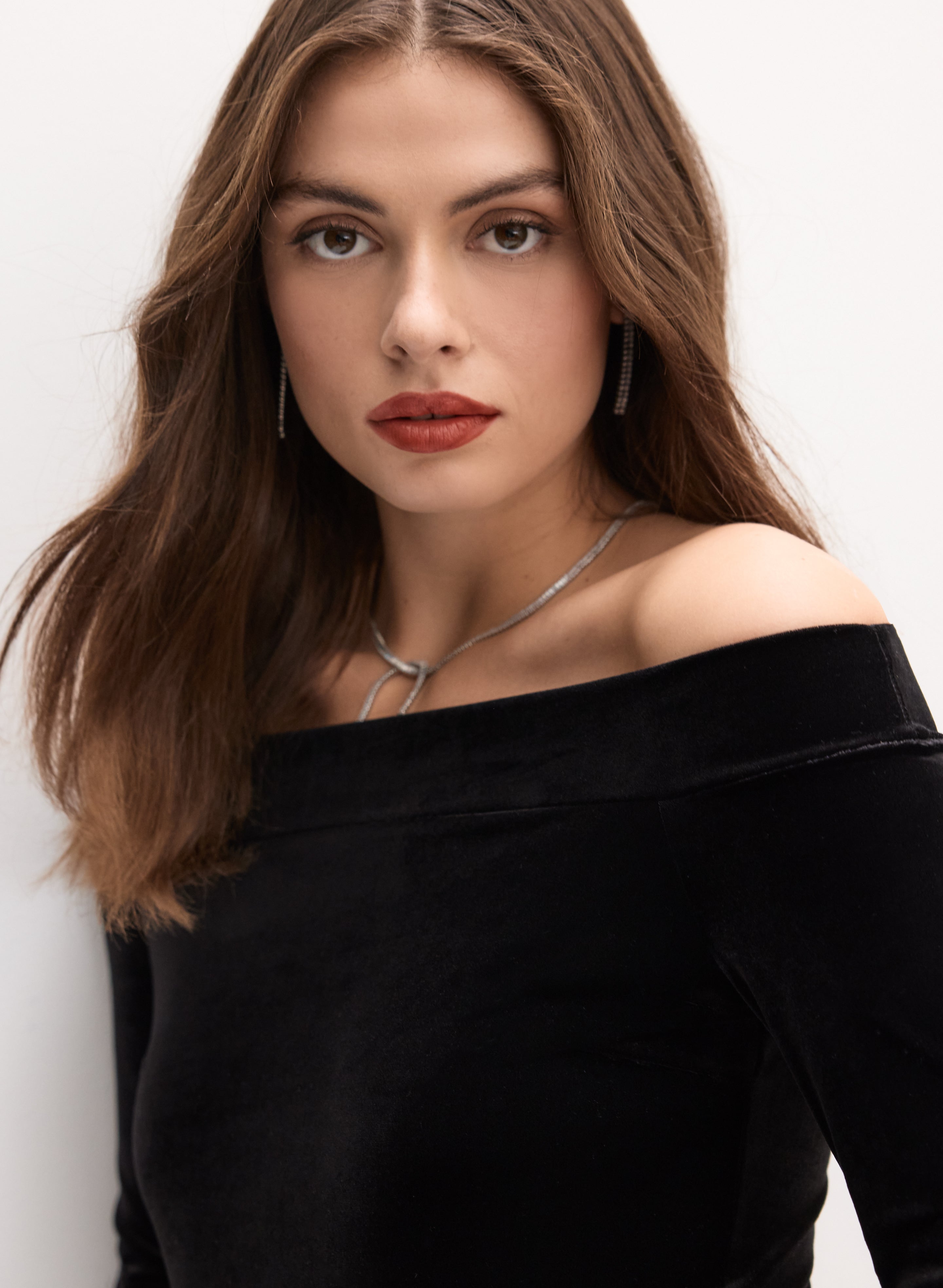 black velvet cold shoulder top