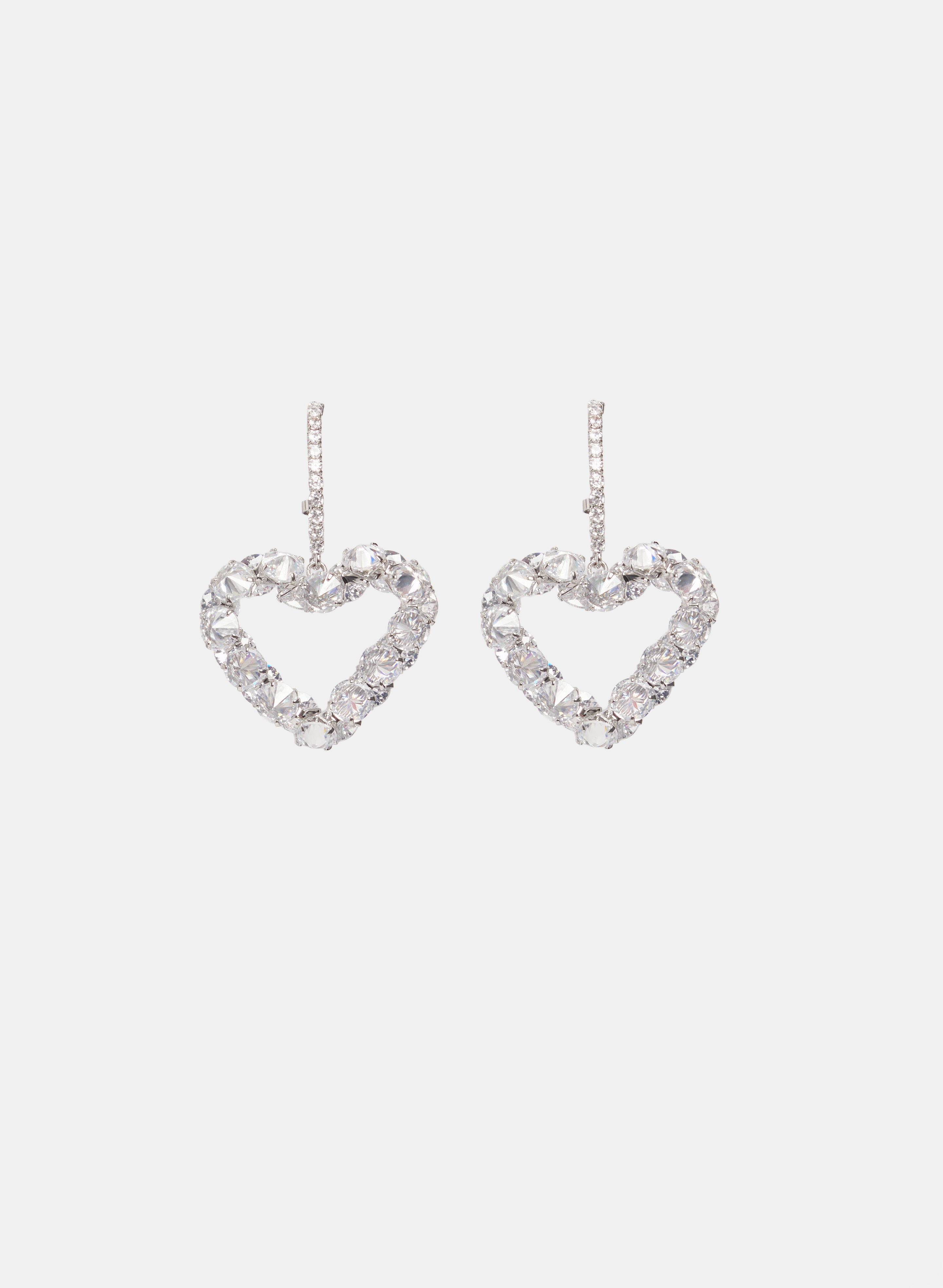 Heart Drop Hoop Earrings
