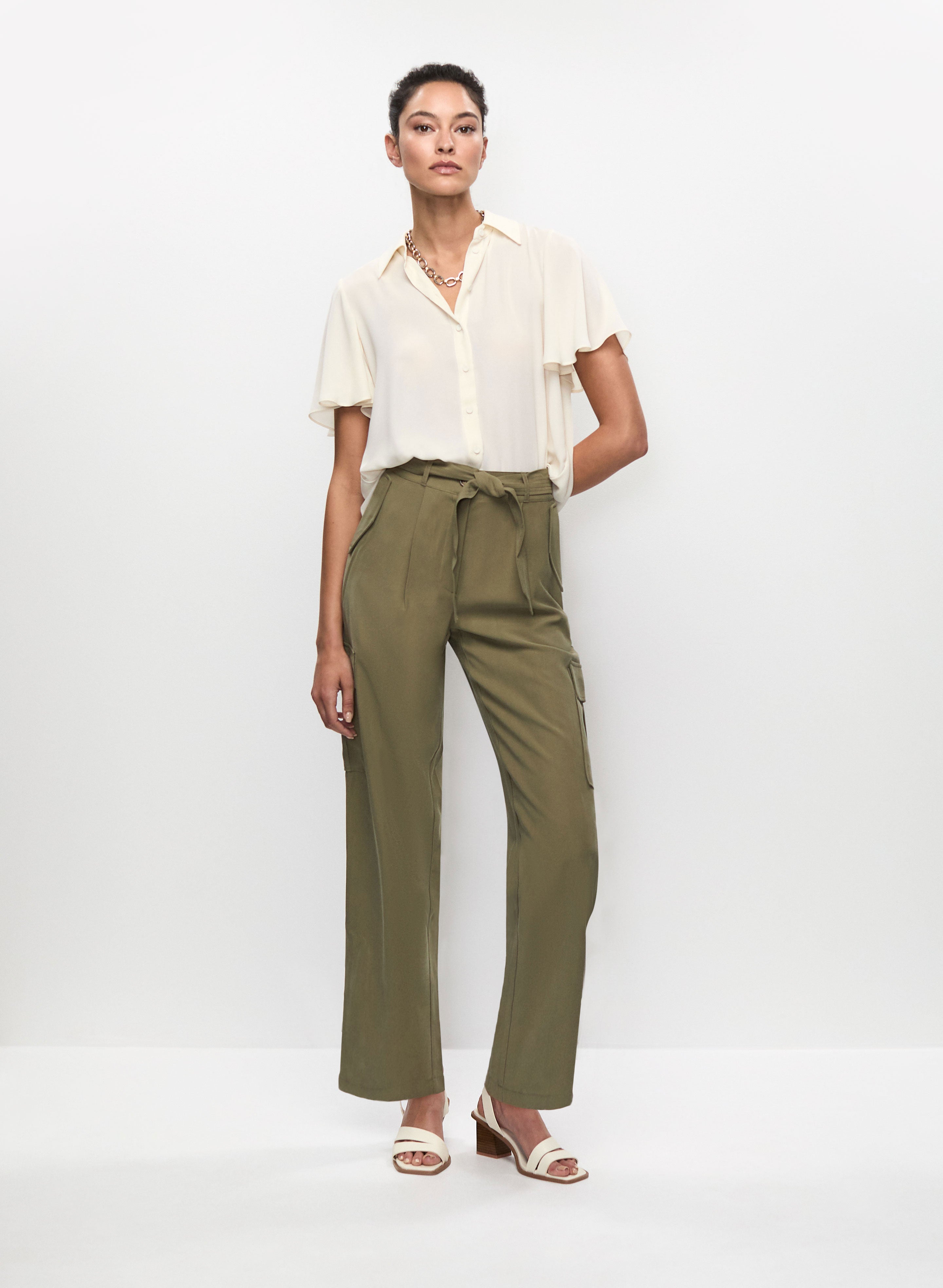 Crepe Blouse Cargo Pants