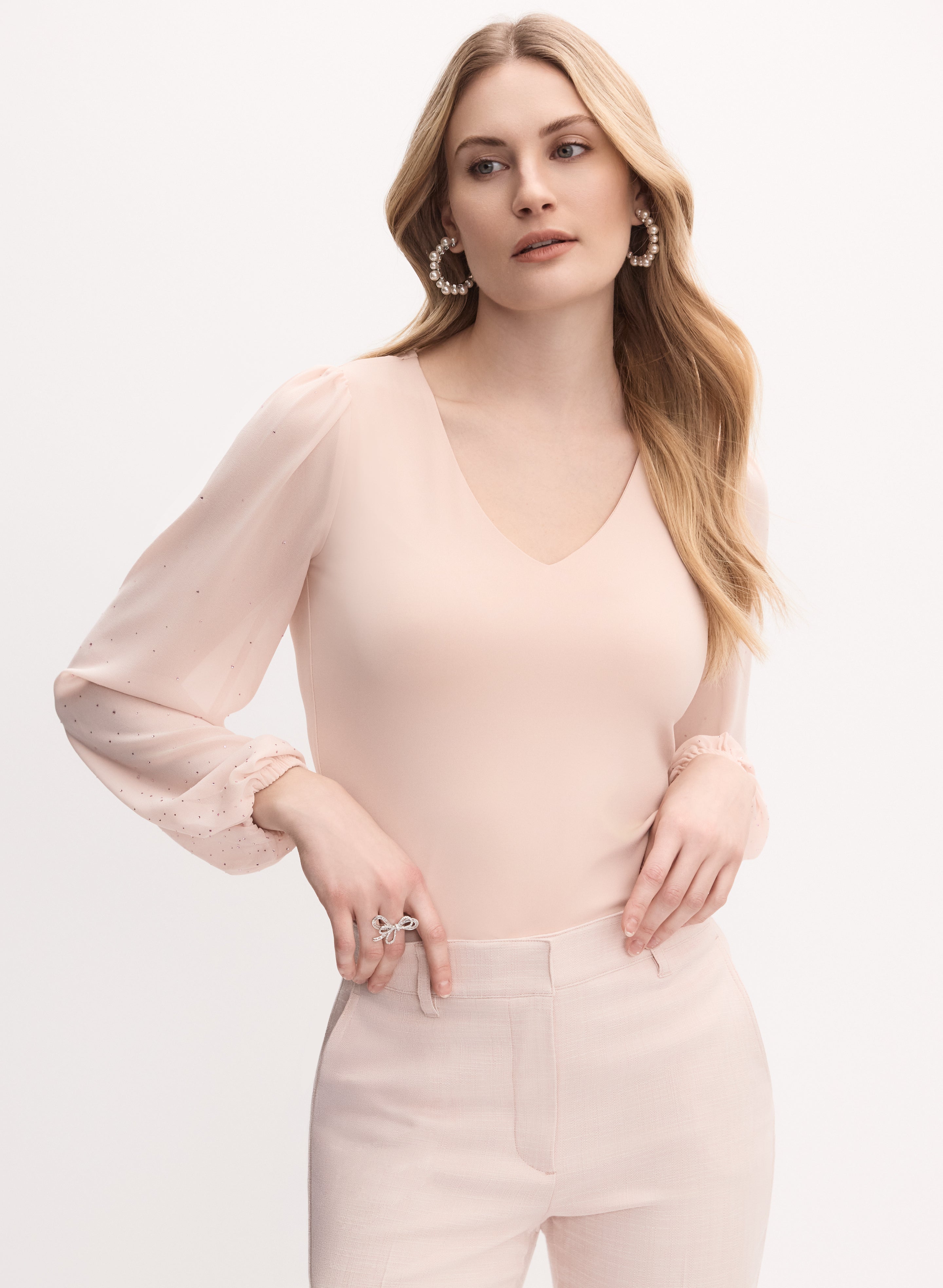 embellished chiffon top