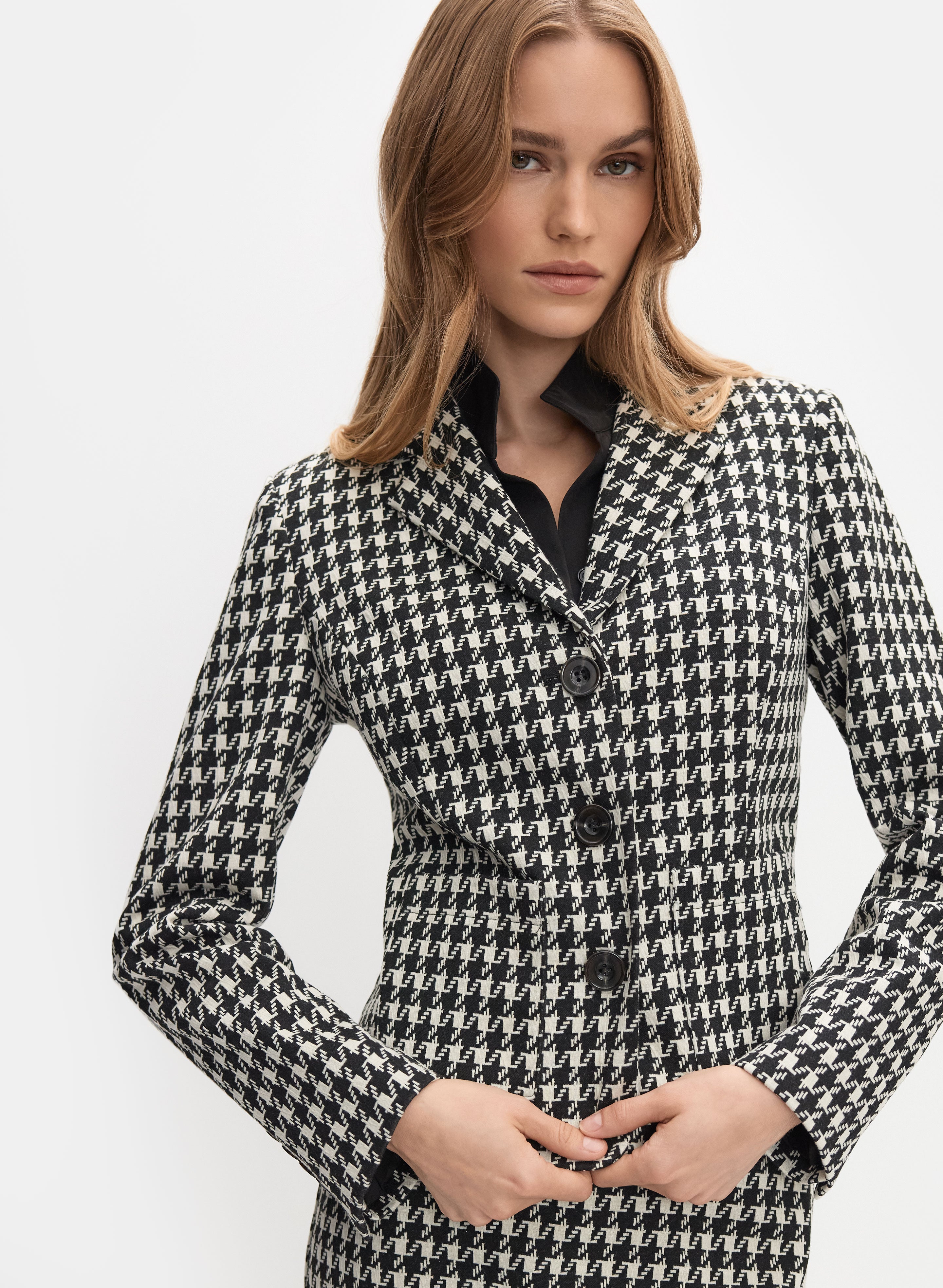 Houndstooth Knit Blazer