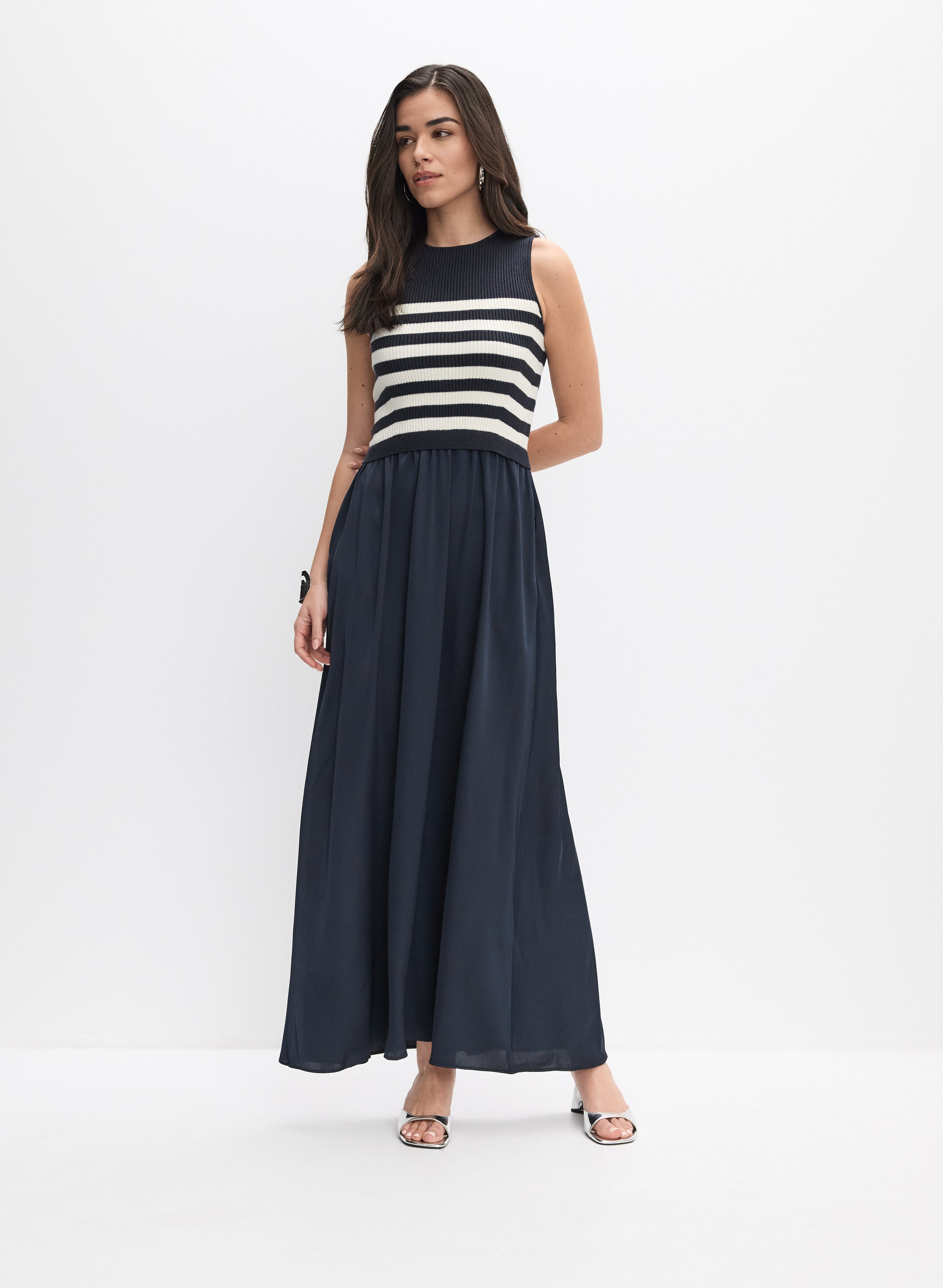 ワンピース Random Striped Long Dress navy Striped Maxi Dress
