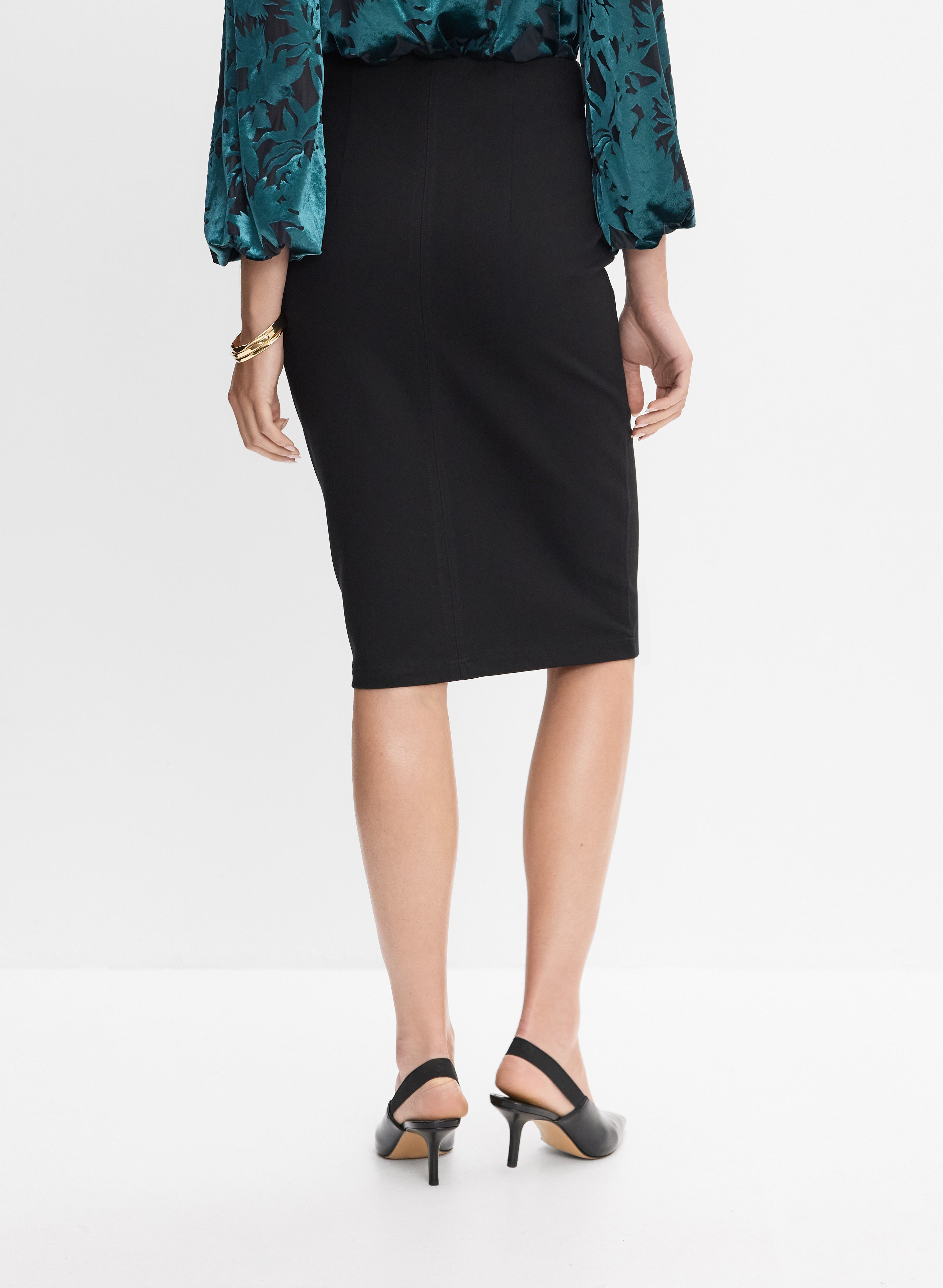 Zip-Front Pencil Skirt