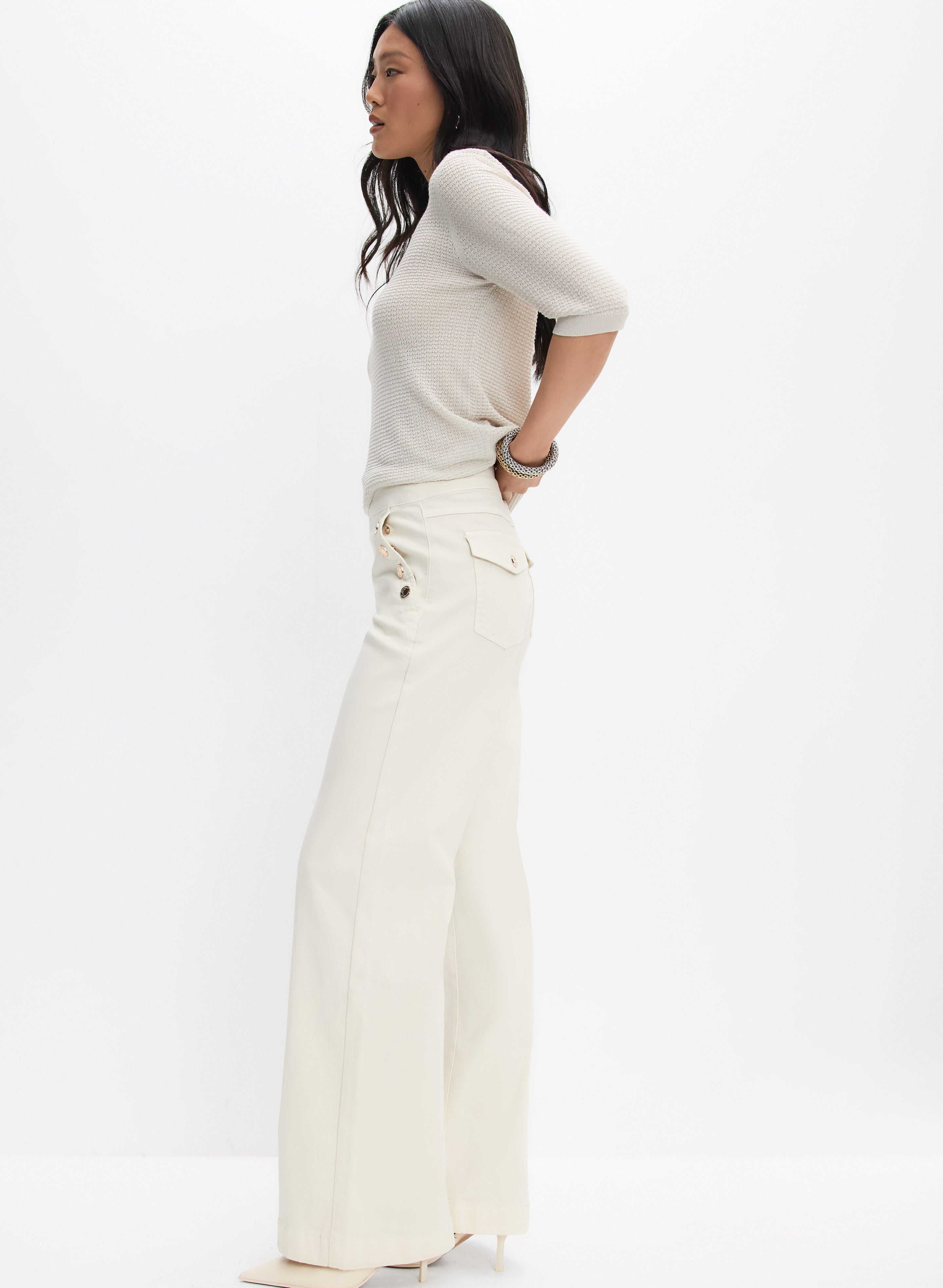 Joseph Ribkoff - Button Trim Flare-Leg Jeans