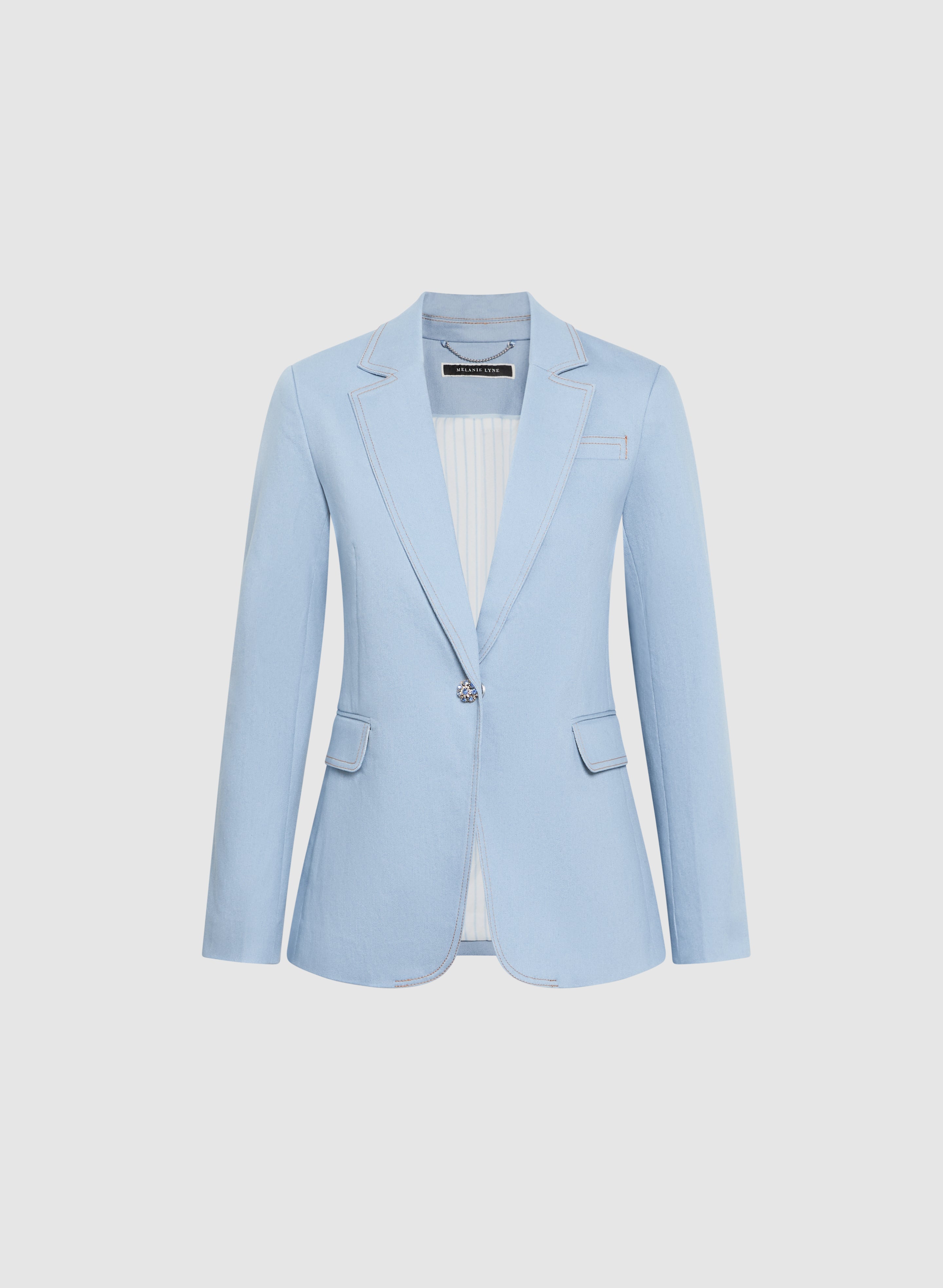 Denim Flap Pocket Blazer Blue Pearl Flat Main