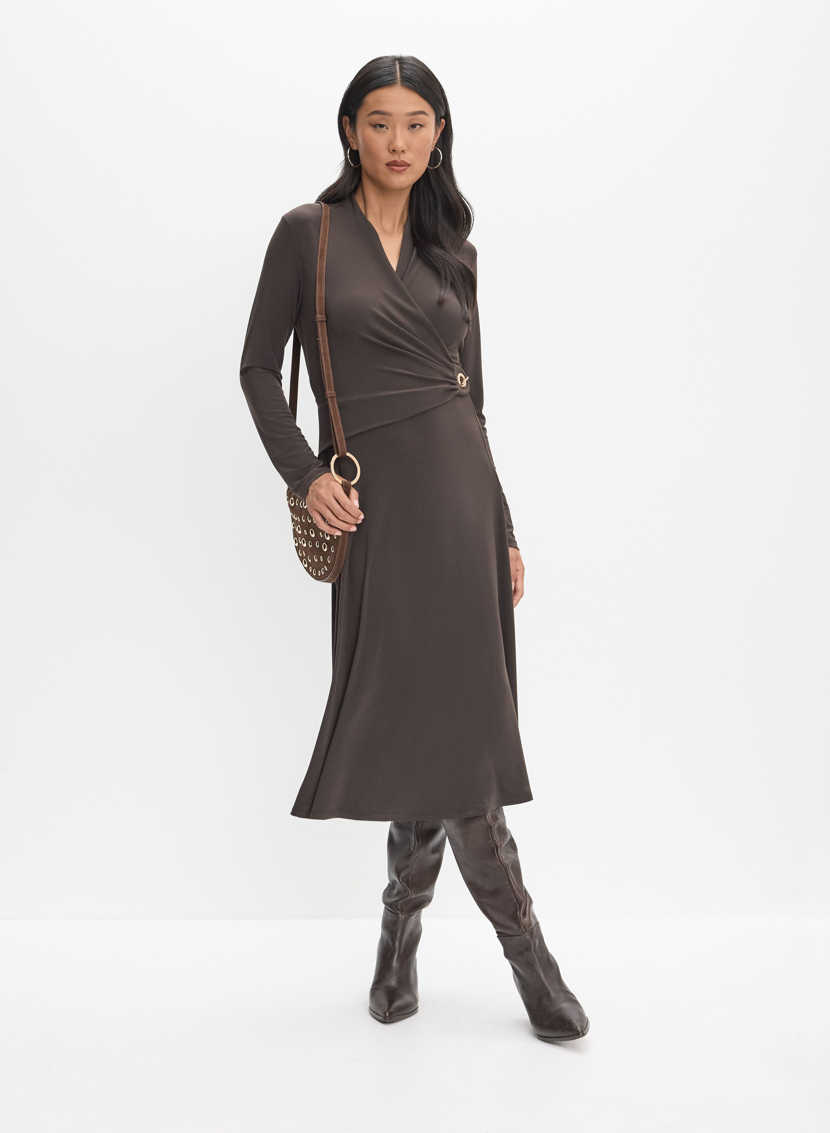 mermaid midi dress formal Liberty | Black High Neck Mermaid Midi Dress With Ruffling Detail