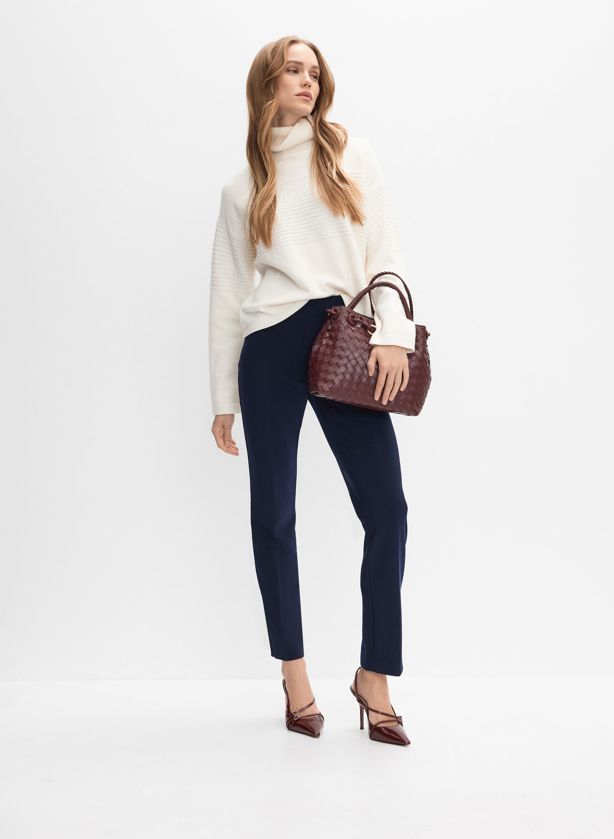 Pull Femme Joseph Ribkoff Taille 10 - Bleu, Encolure V, Manches Courtes, Ligne A - Polyester