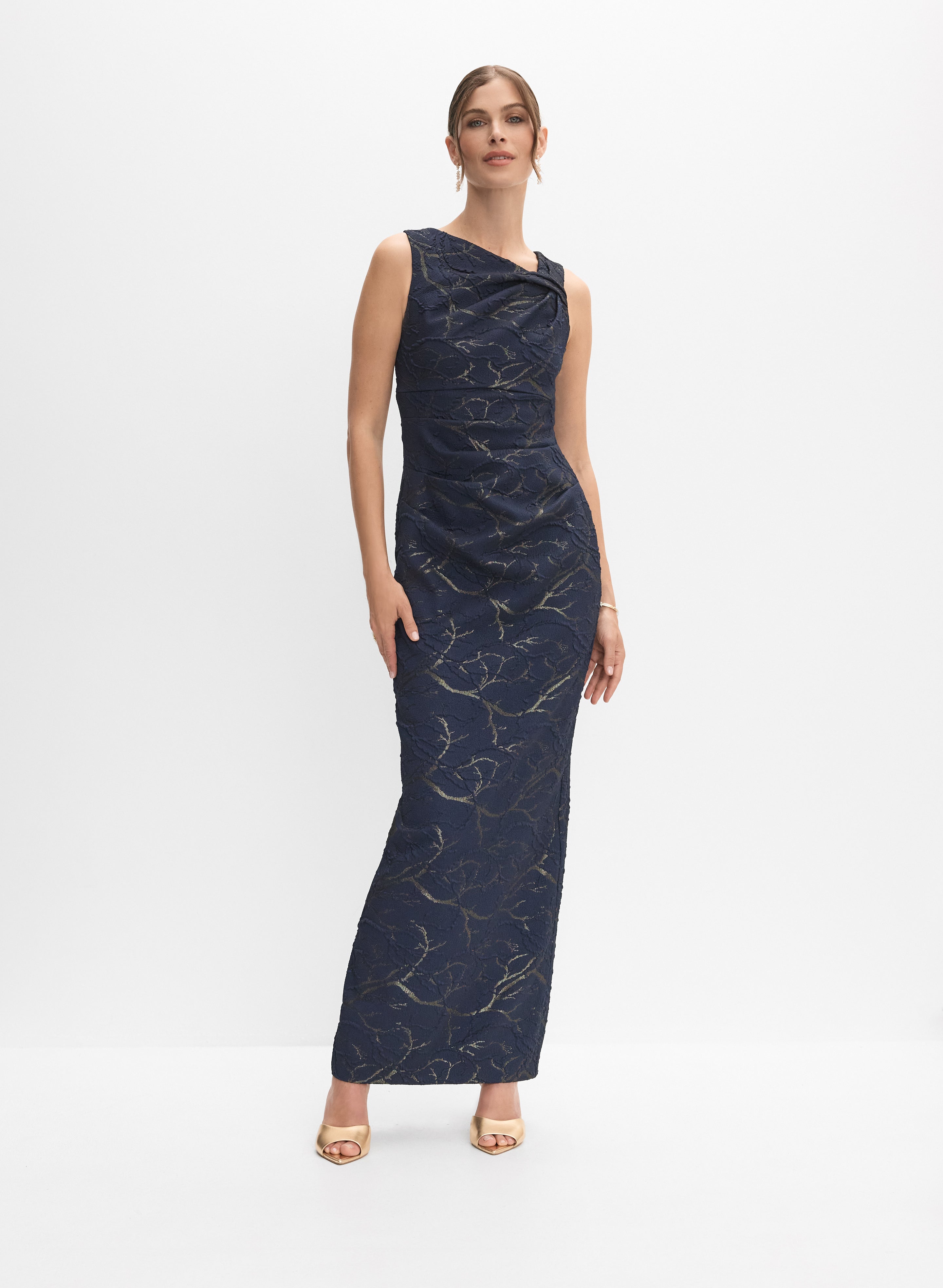 ankle length bodycon dress with sleeves Odessa Asymmetrical Neck Strapless Maxi Dress • Shop American Threads White / S main image 0
