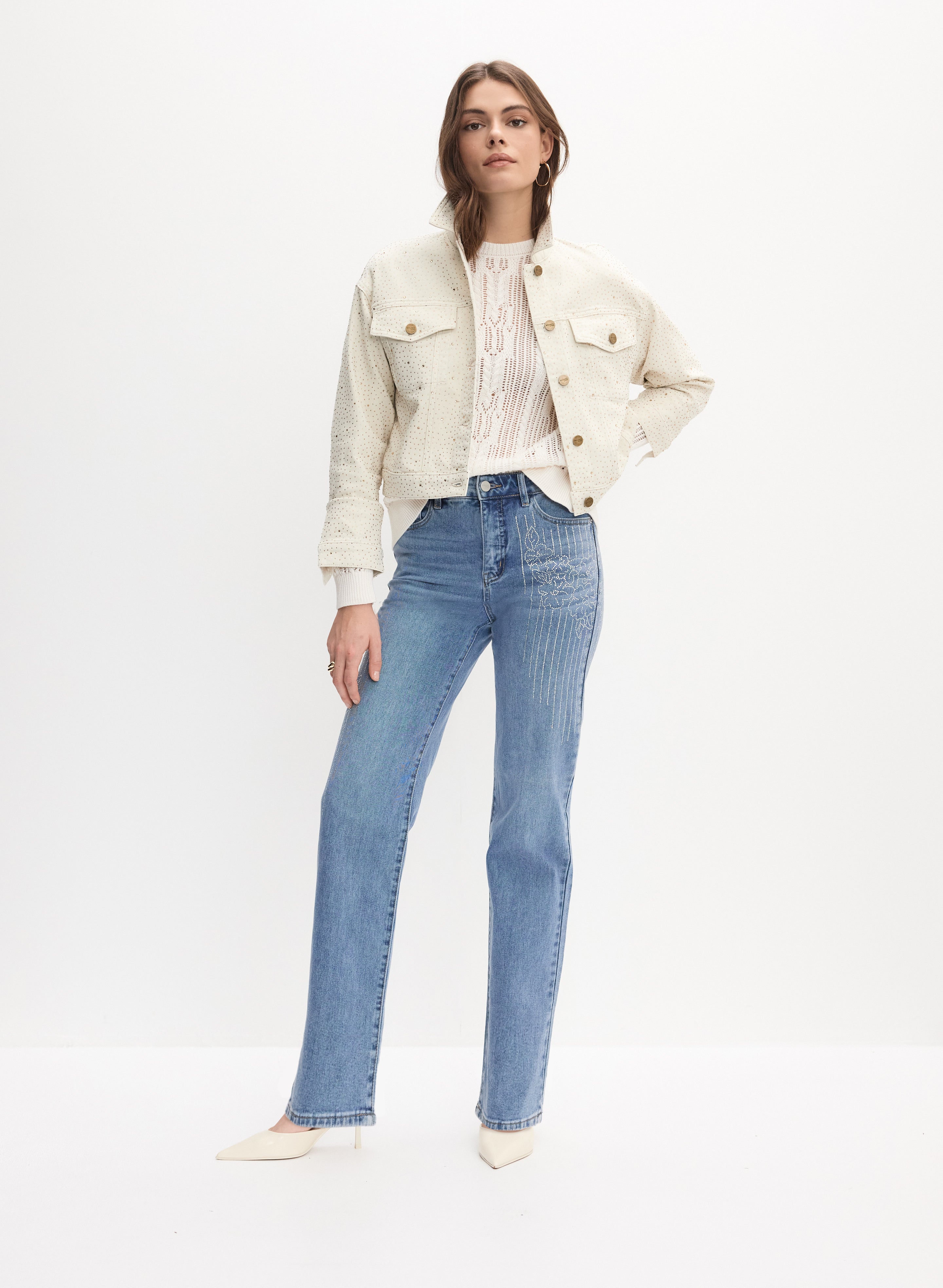 Rhinestone Embellished Jeans