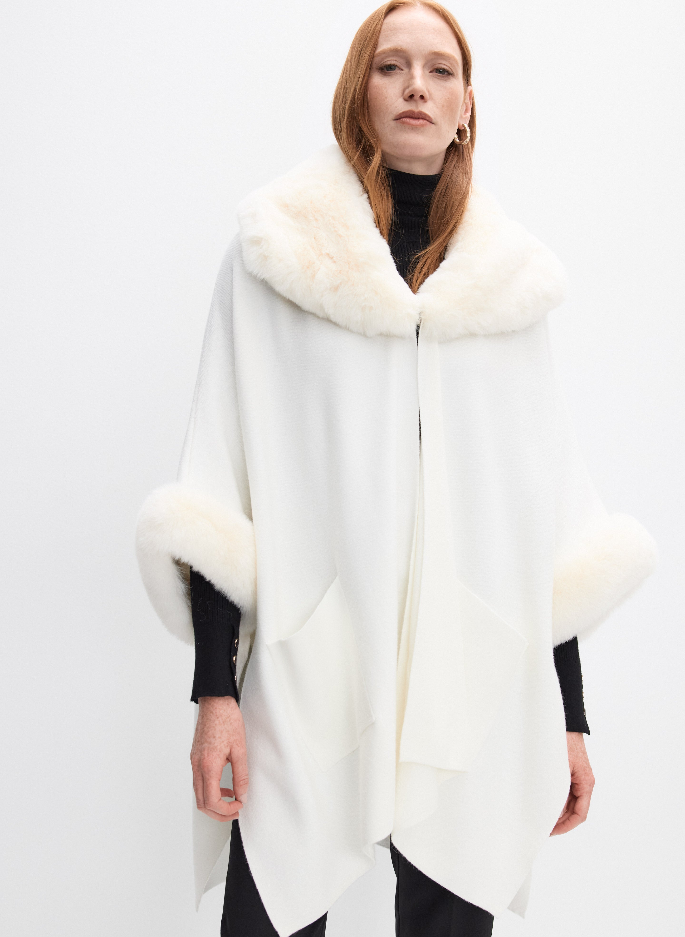 Joseph Ribkoff - Faux-Fur Trim Shawl