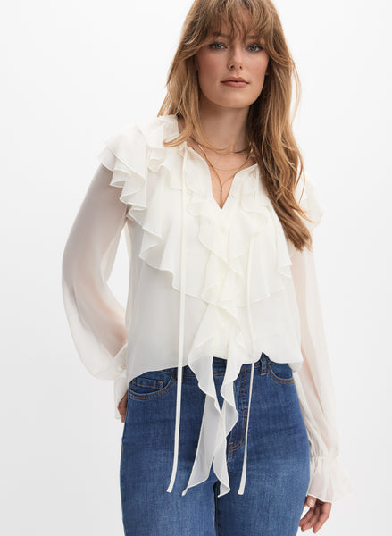 Waterfall Ruffle Front Blouse