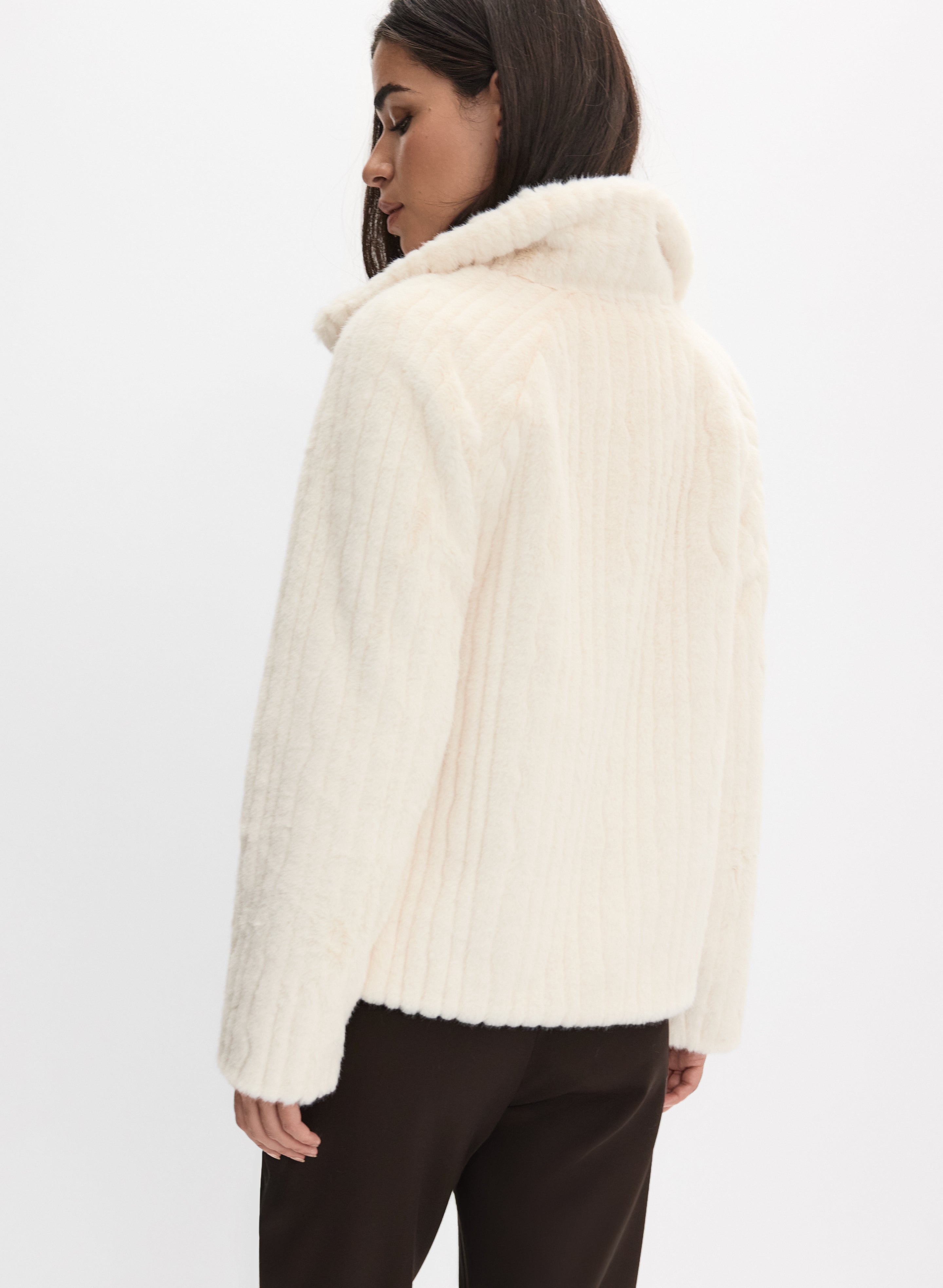  Faux Fur Coat ecru Sサイズ Faux Fur Jacket