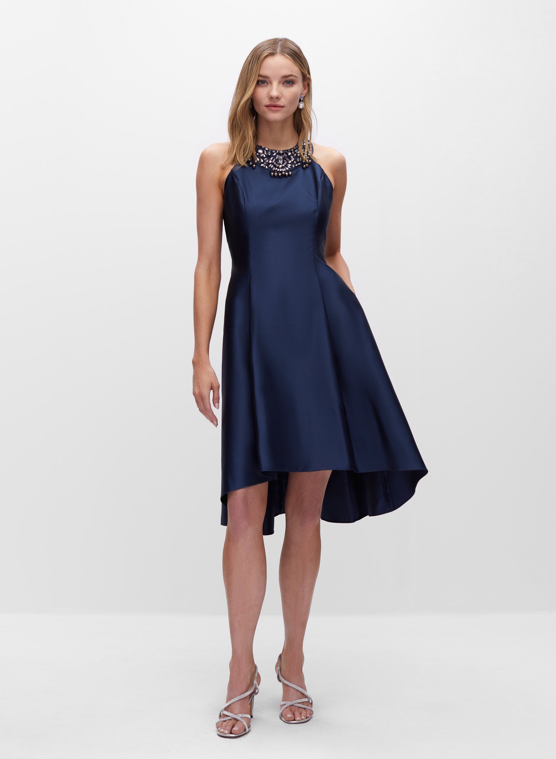 Adrianna Papell Jewel Neck Halter Dress