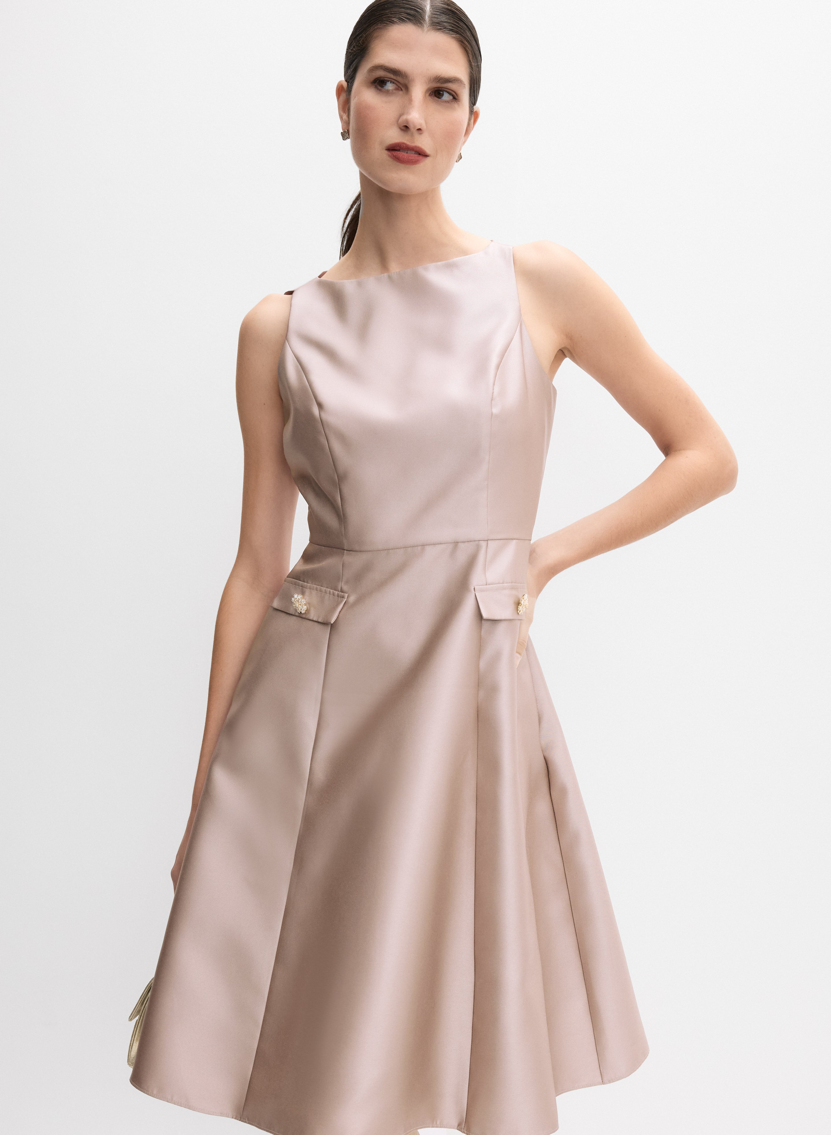 Adrianna Papell - Jeweled Button Detail Dress Adrianna Papell - Jeweled Button Detail Dress