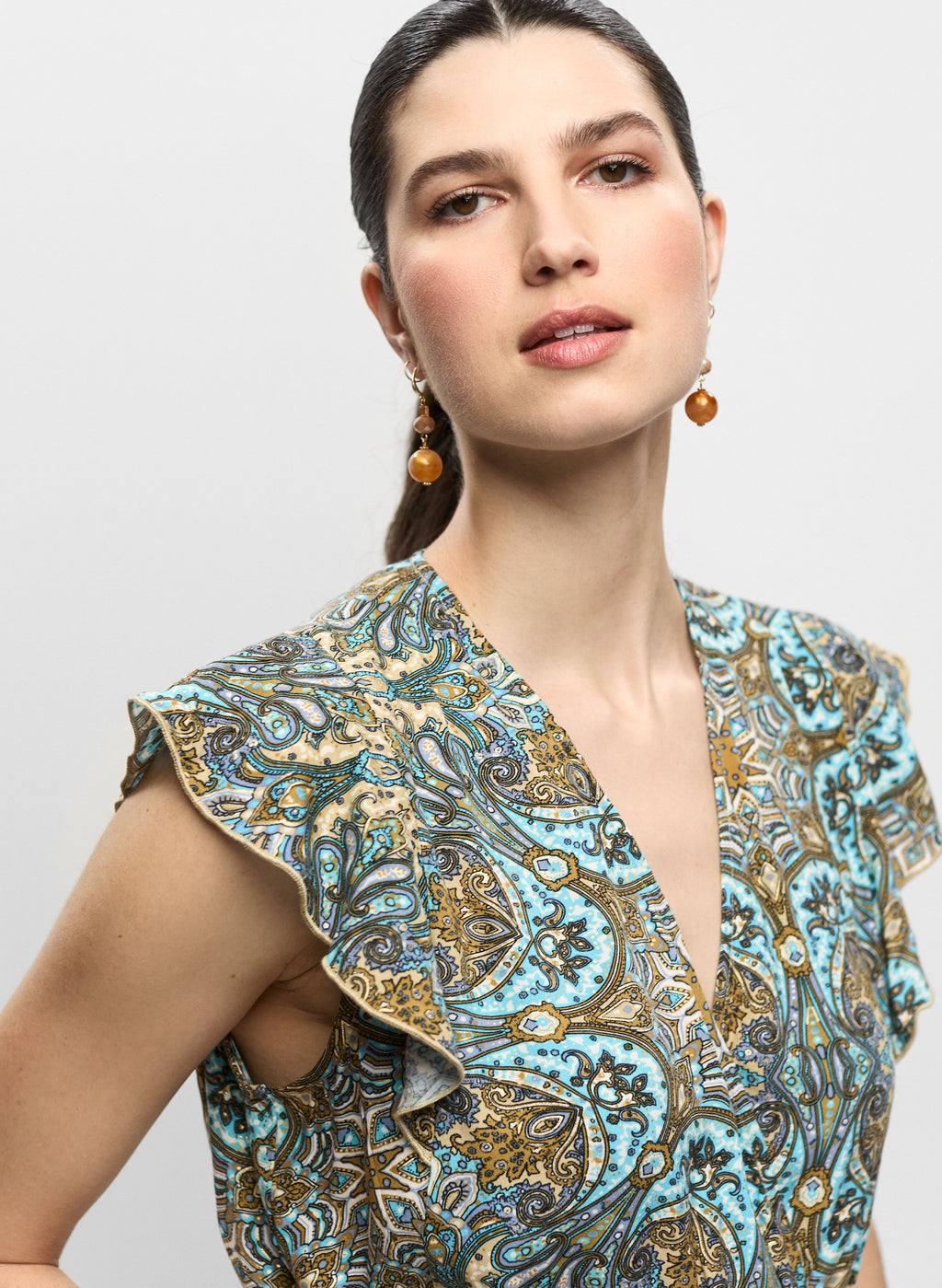 Solviennne Sleeveless Dress in Abstract Print
