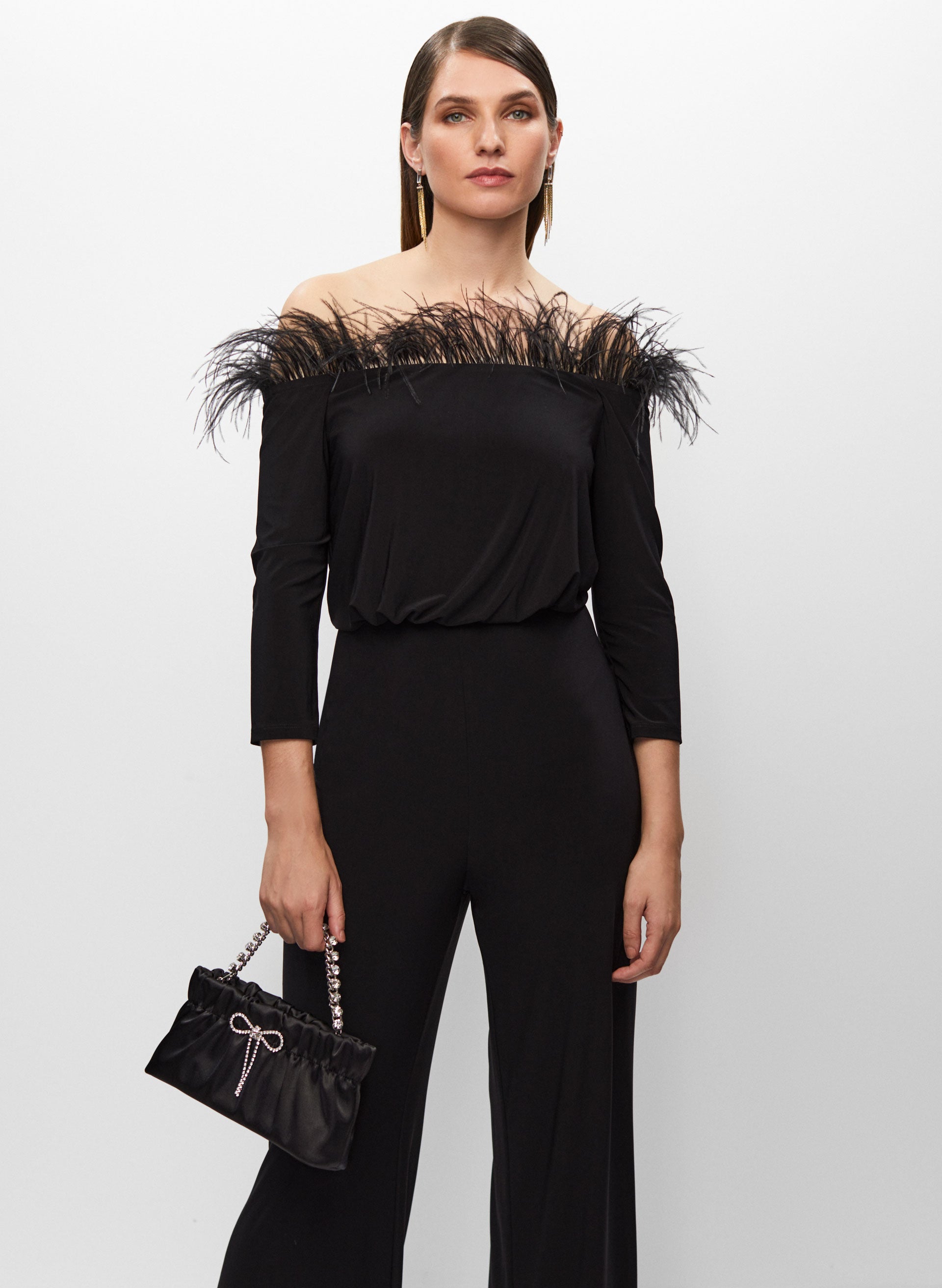 Adrianna Papell - Feather Trim Jumpsuit