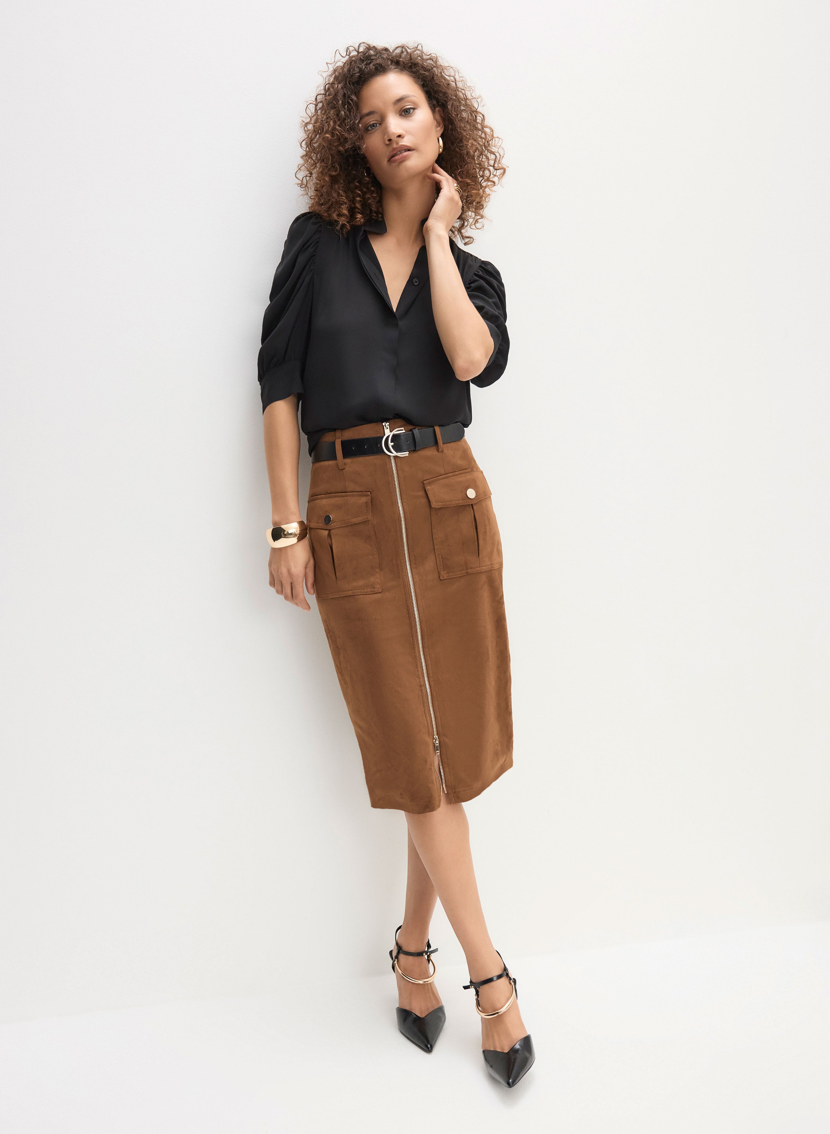 Faux suede skirt pencil hotsell