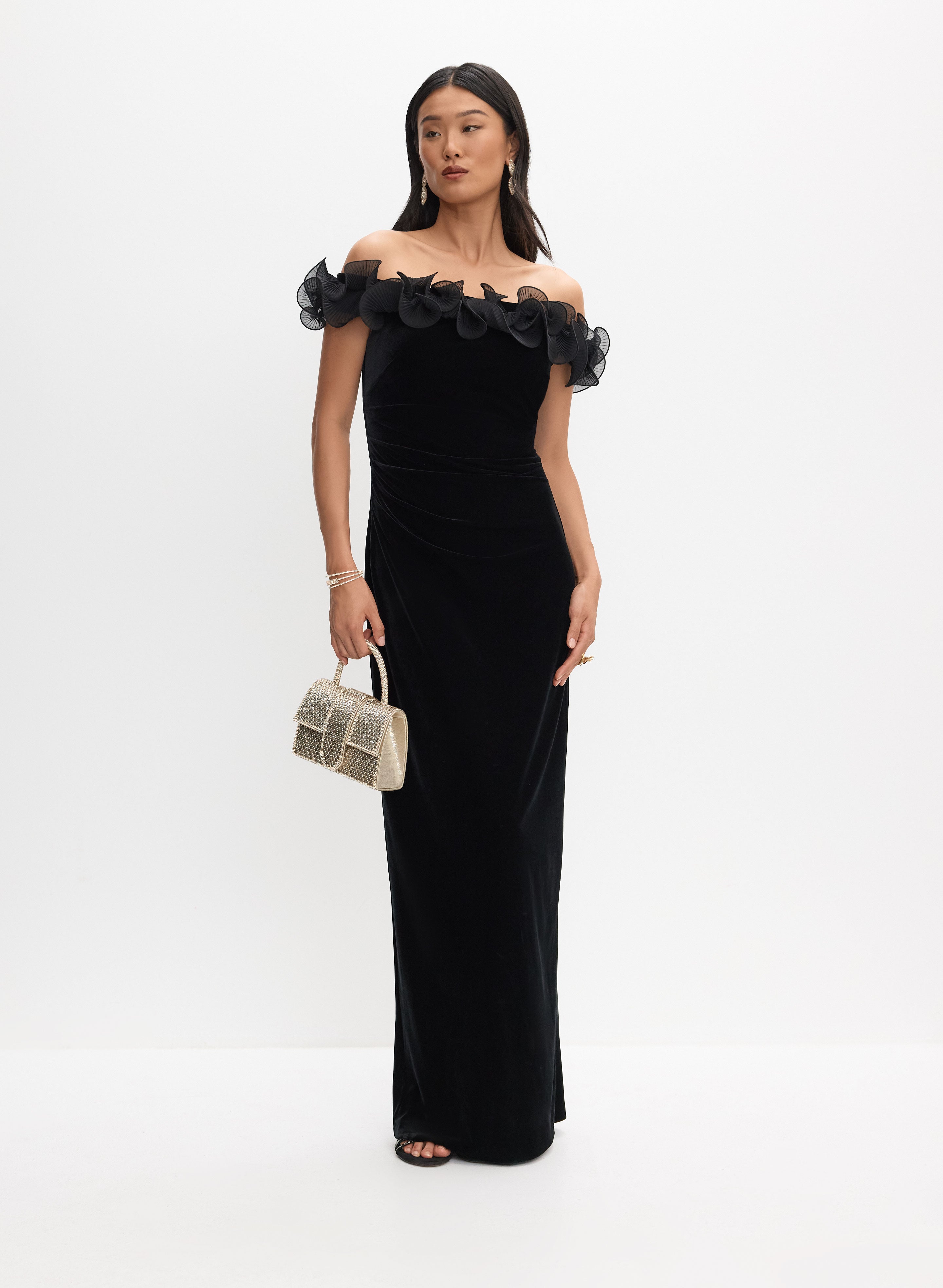BA Nites - Velvet Off-Shoulder Dress