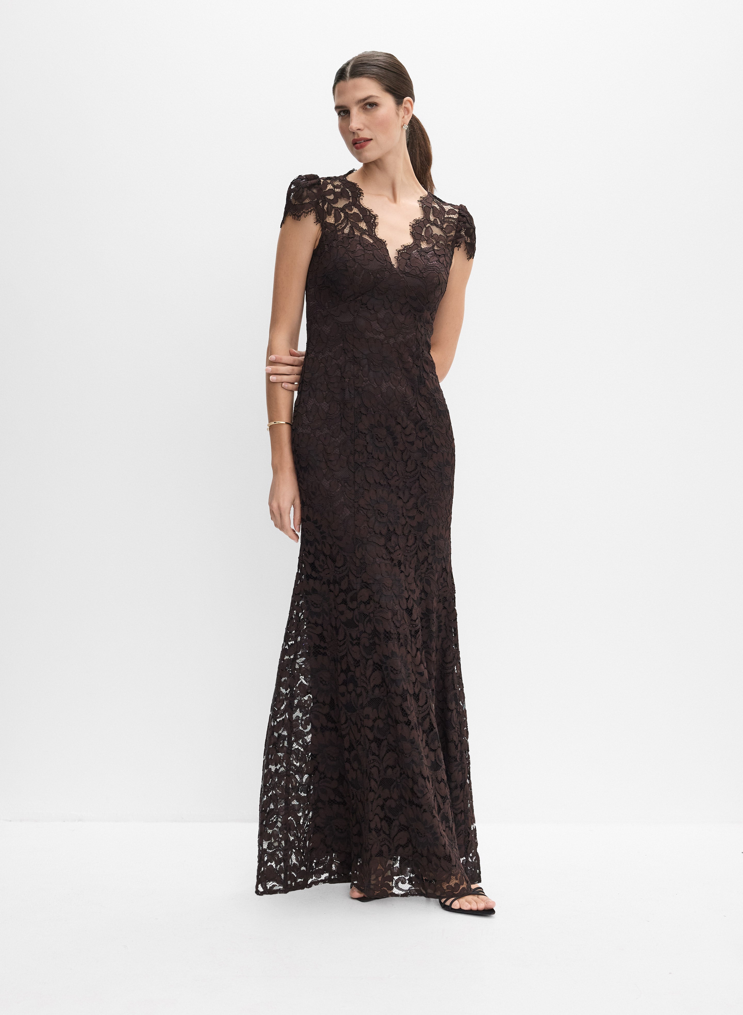 wedding dress dark blue Blue Floral Lace Wedding Dress with Straps and Open Back ET3071 – JoJo  Bridal Shop main image 0