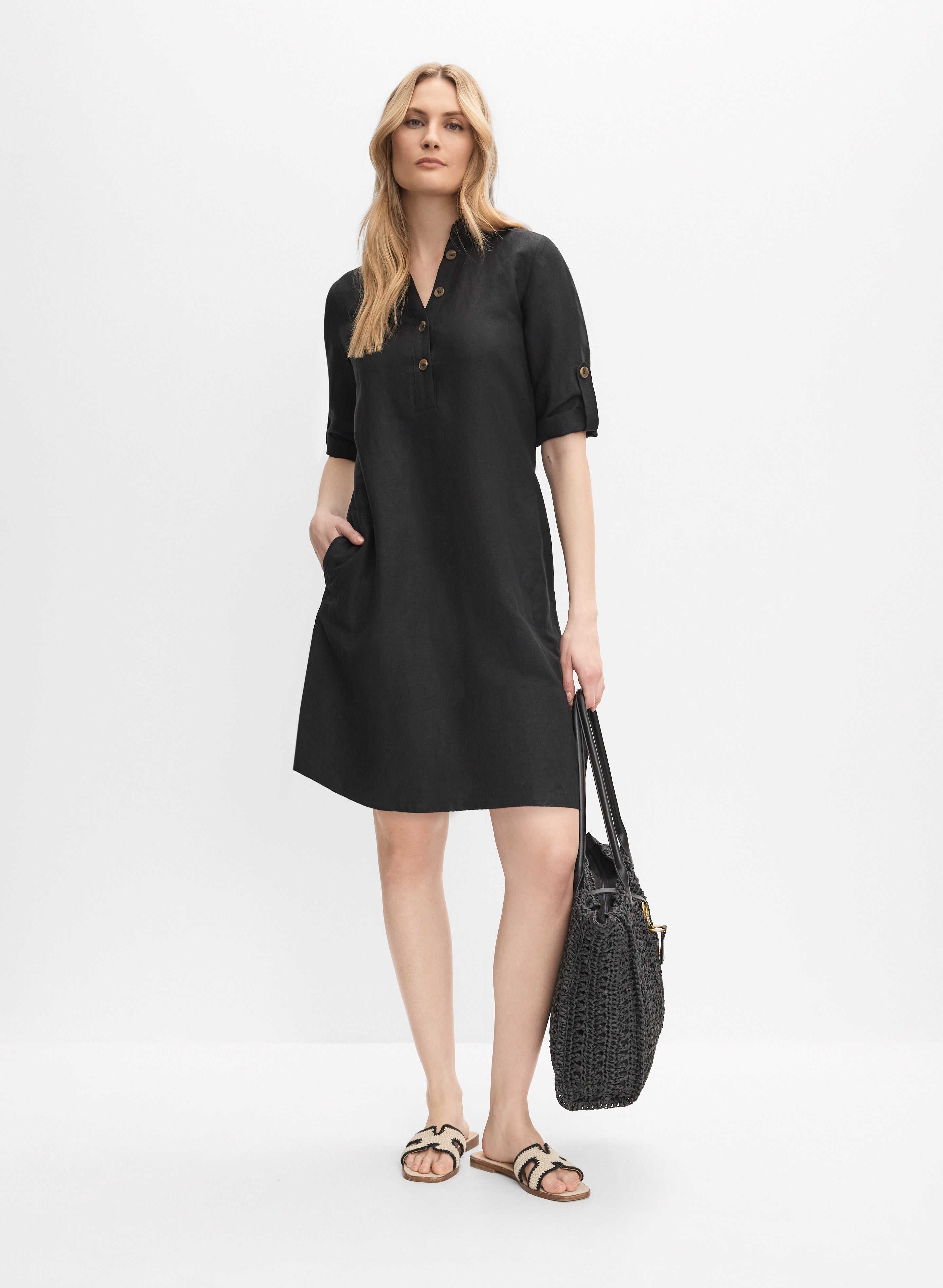 Latte Linen Blend Dress