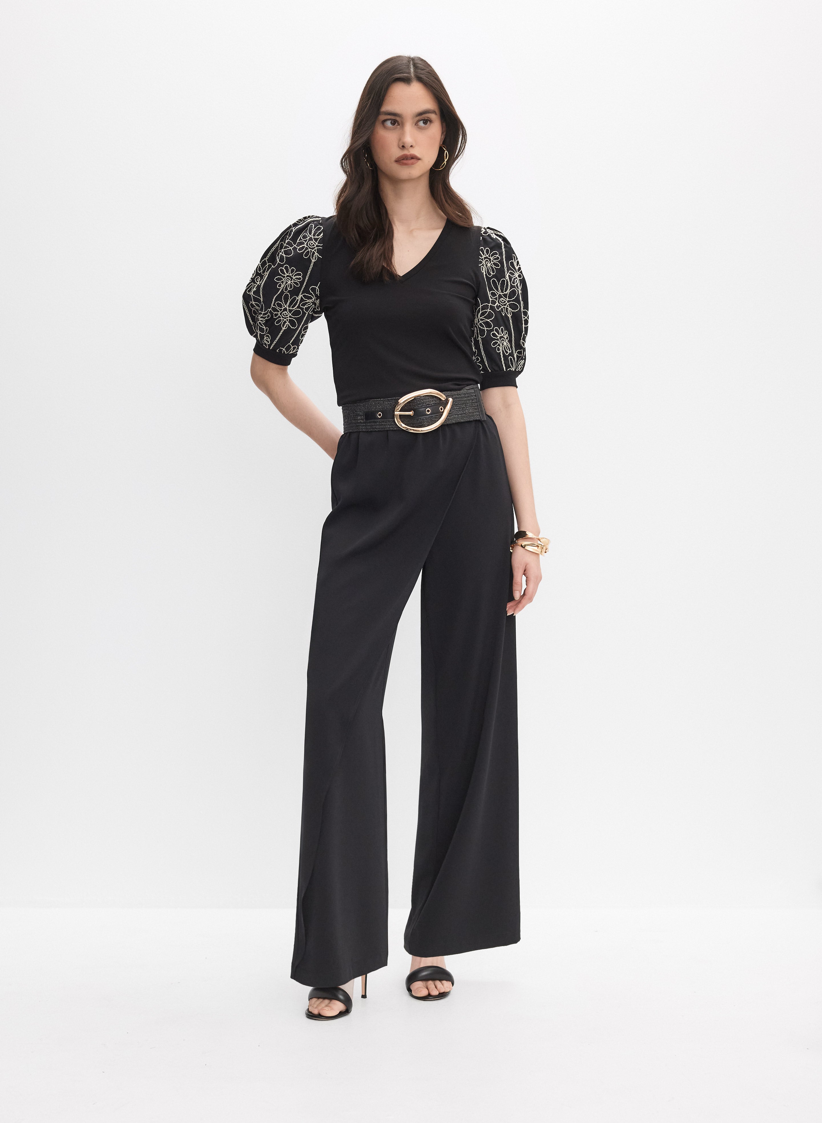 Floral Balloon Sleeve Top