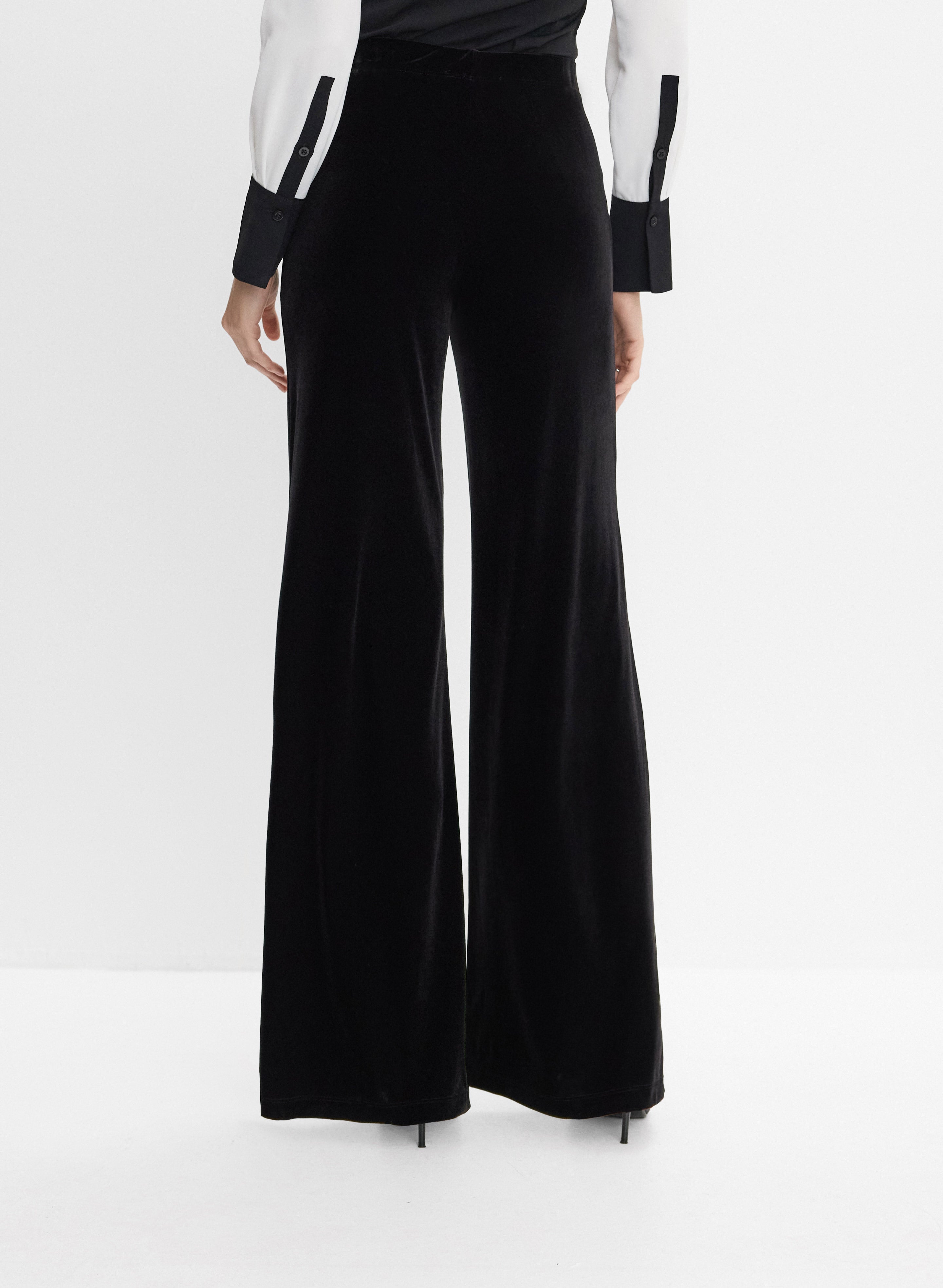 brown dress black blazer Velvet Wide-Leg Pants