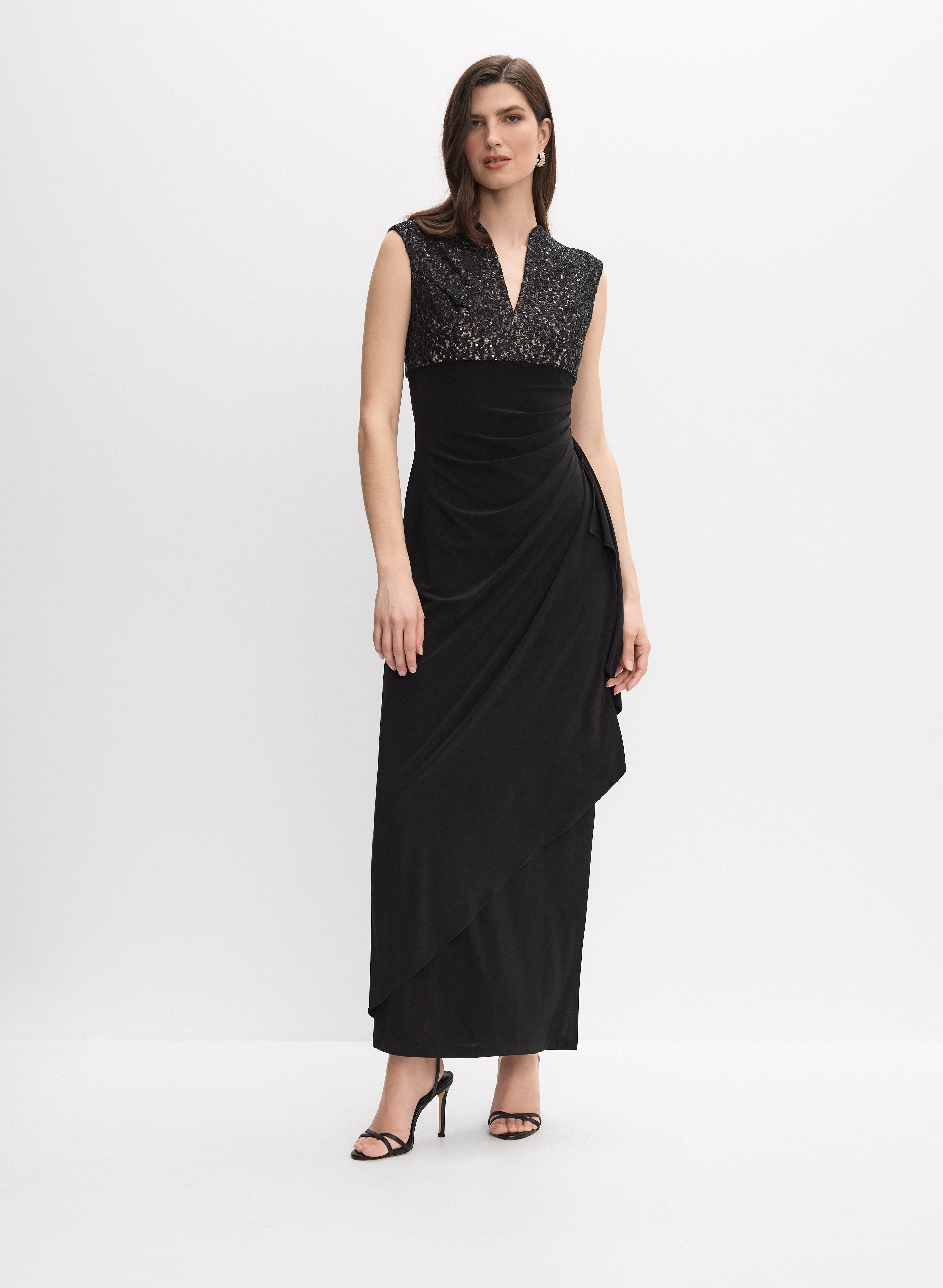 sachin and babi light blue dress Alex Evenings Embroidered Empire Gown Black / 6 main image 0