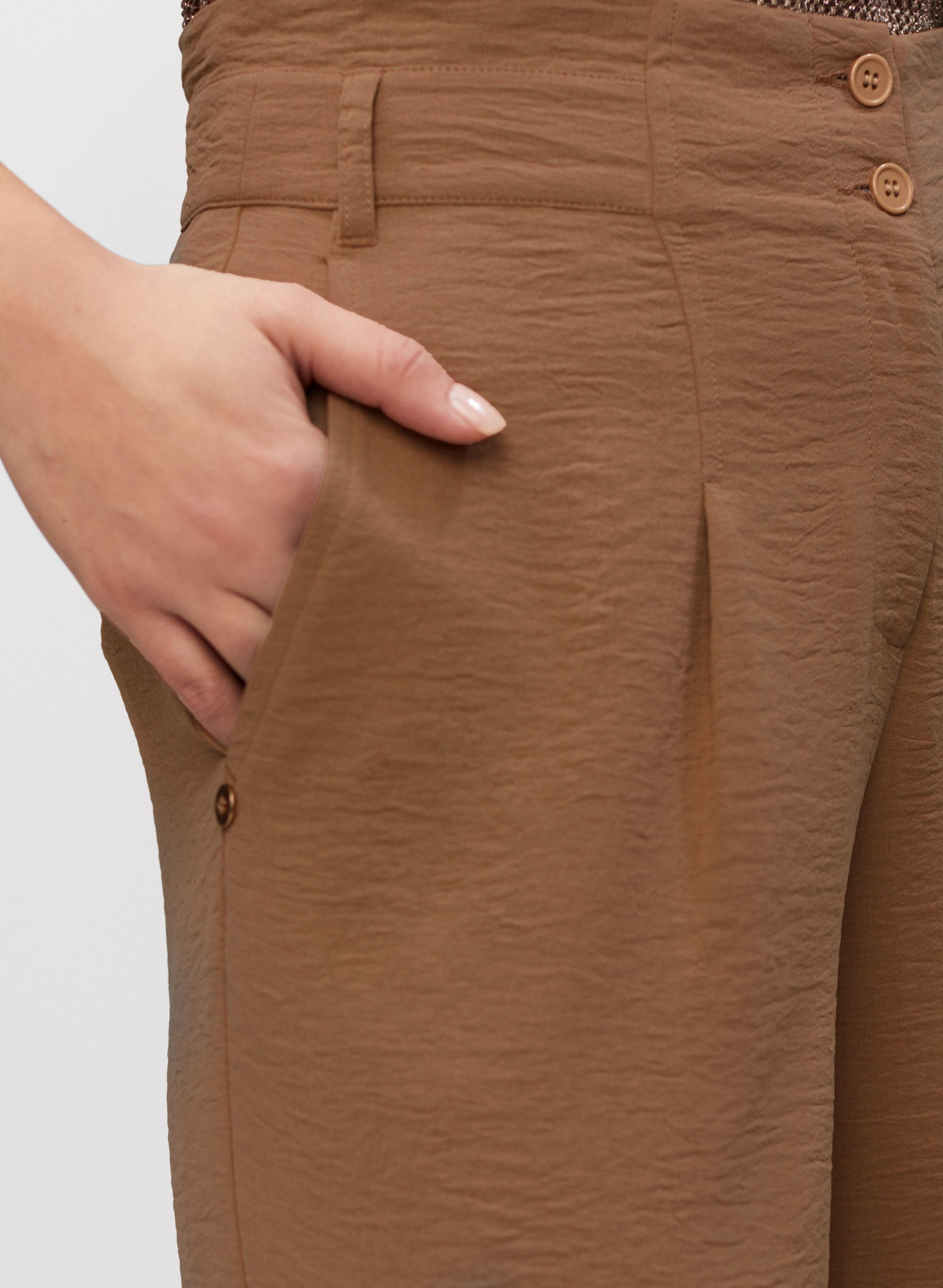 High-Waisted Crinkle Pants