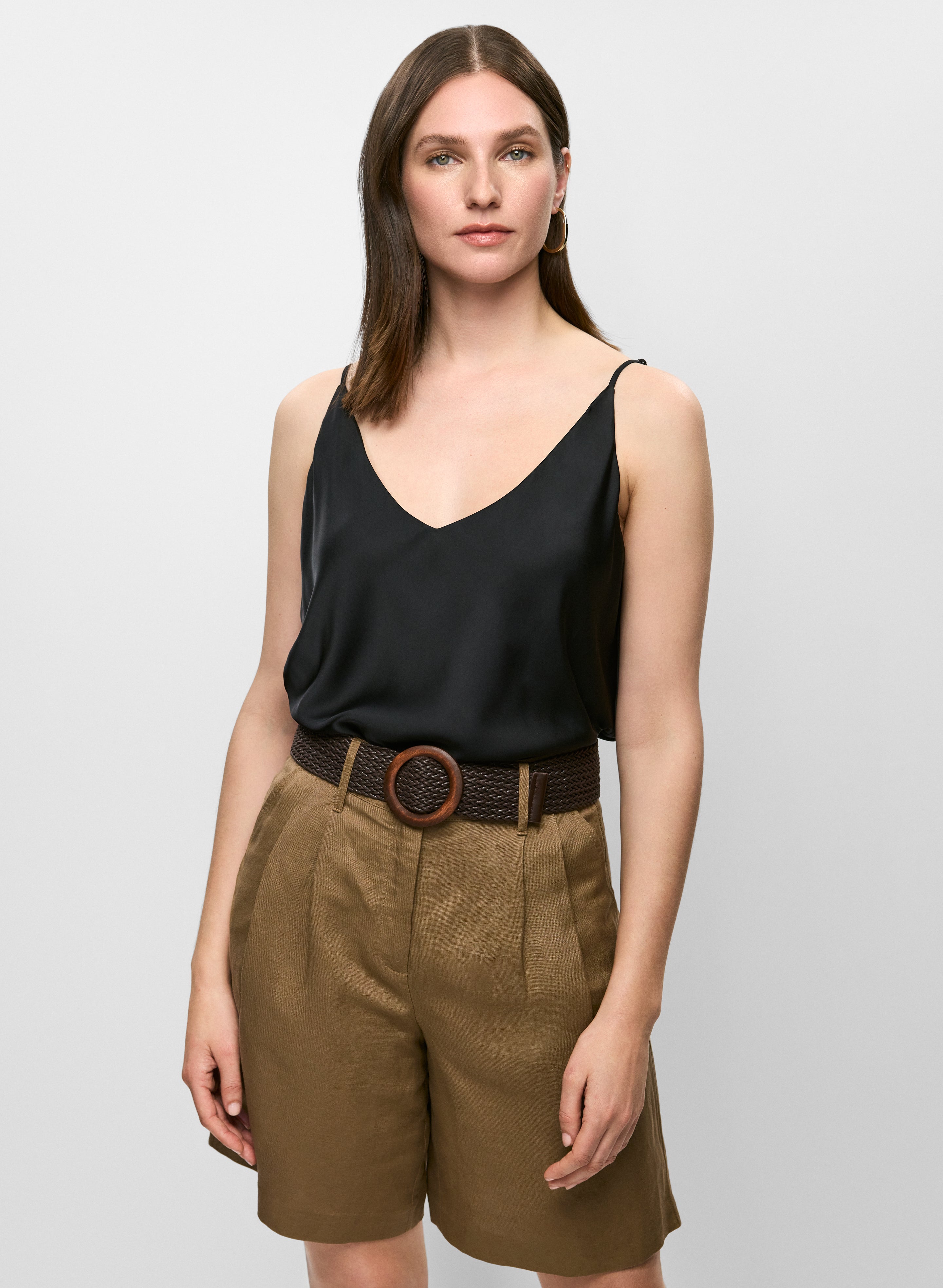 black satin camisole top