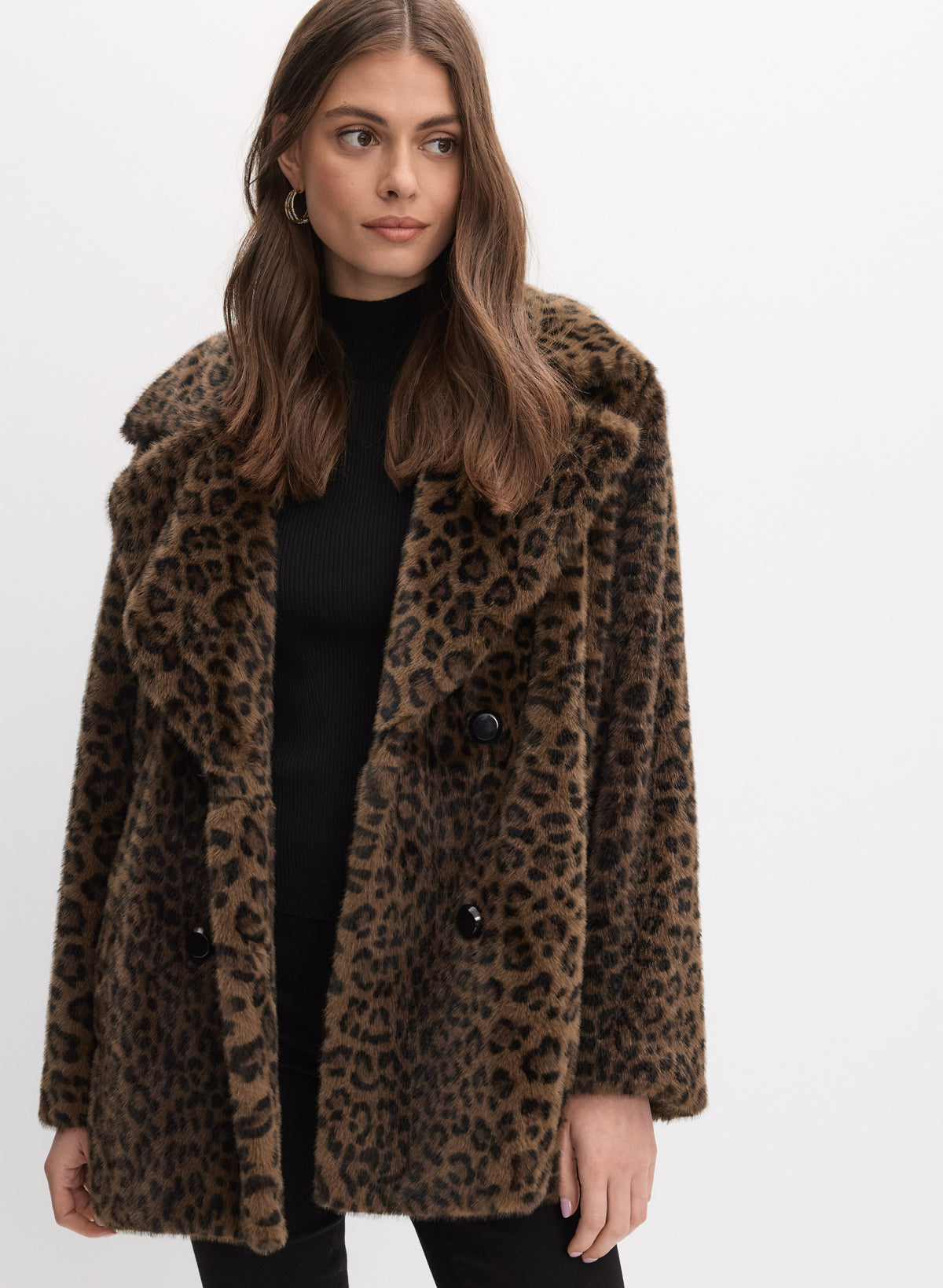 NWT Joseph Ribkoff Leopard Print Faux Fur Earmuffs Esme Snow Leopard Earmuffs – Apparis main image 2